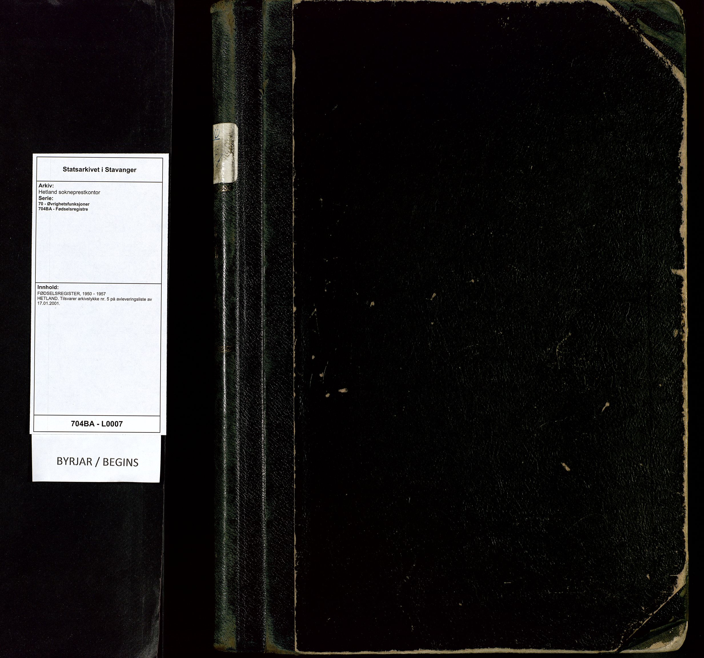 Hetland sokneprestkontor, SAST/A-101826/70/704BA/L0007: Birth register no. 7, 1950-1957
