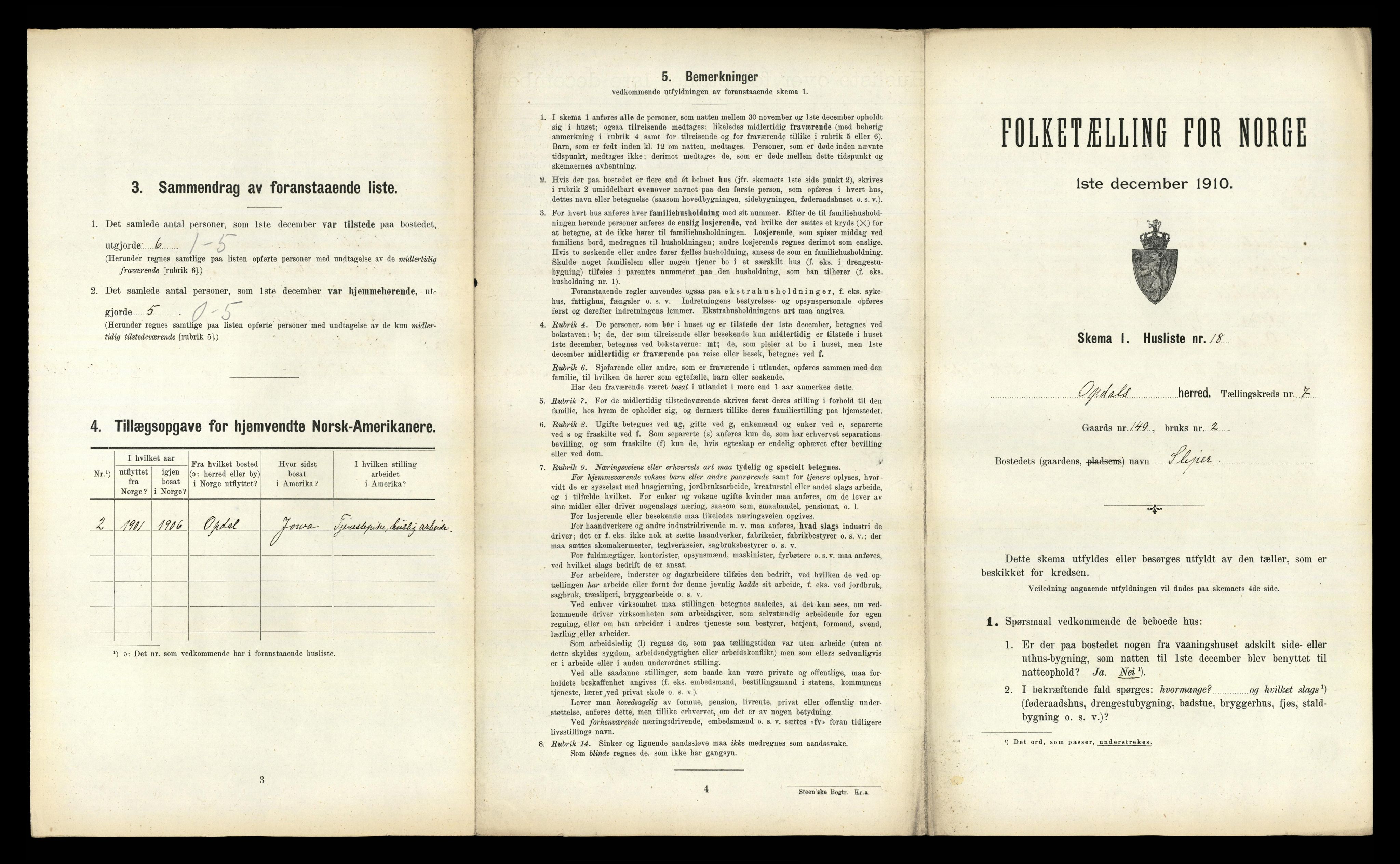 RA, 1910 census for Oppdal, 1910, p. 845