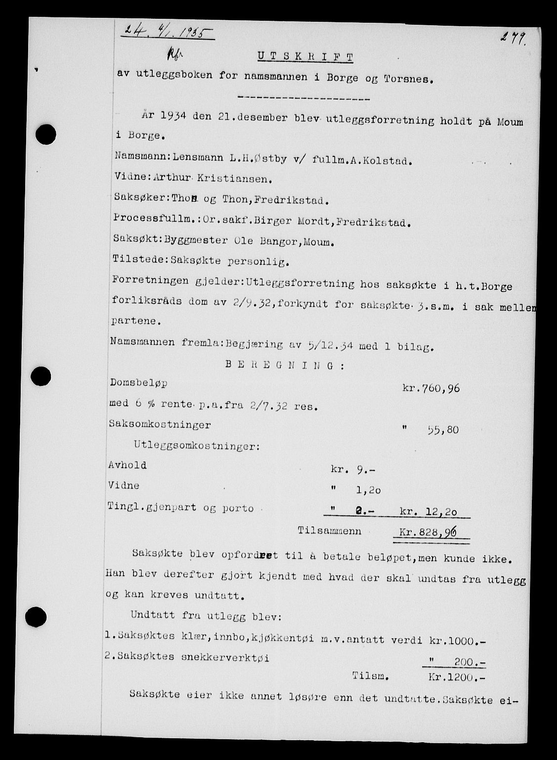 Tune sorenskriveri, AV/SAO-A-10470/G/Gb/Gbb/L0004: Mortgage book no. II 20-24, 1933-1935, Deed date: 04.01.1935