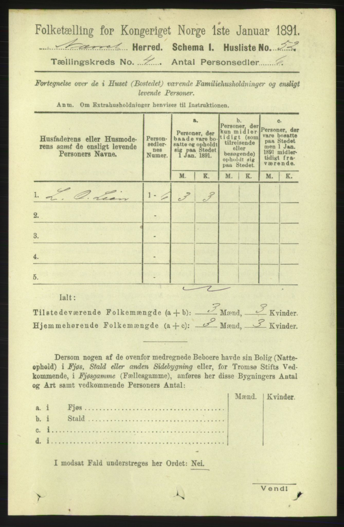 RA, 1891 census for 1543 Nesset, 1891, p. 1686