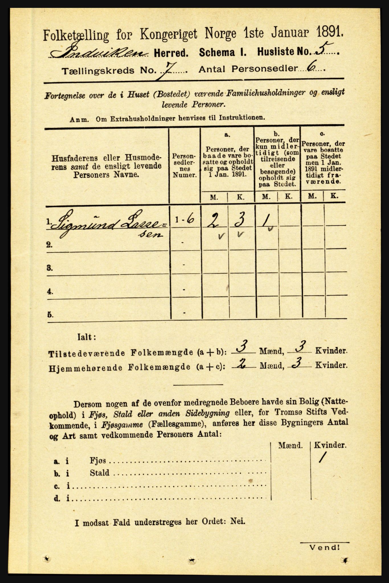 RA, 1891 census for 1447 Innvik, 1891, p. 2603