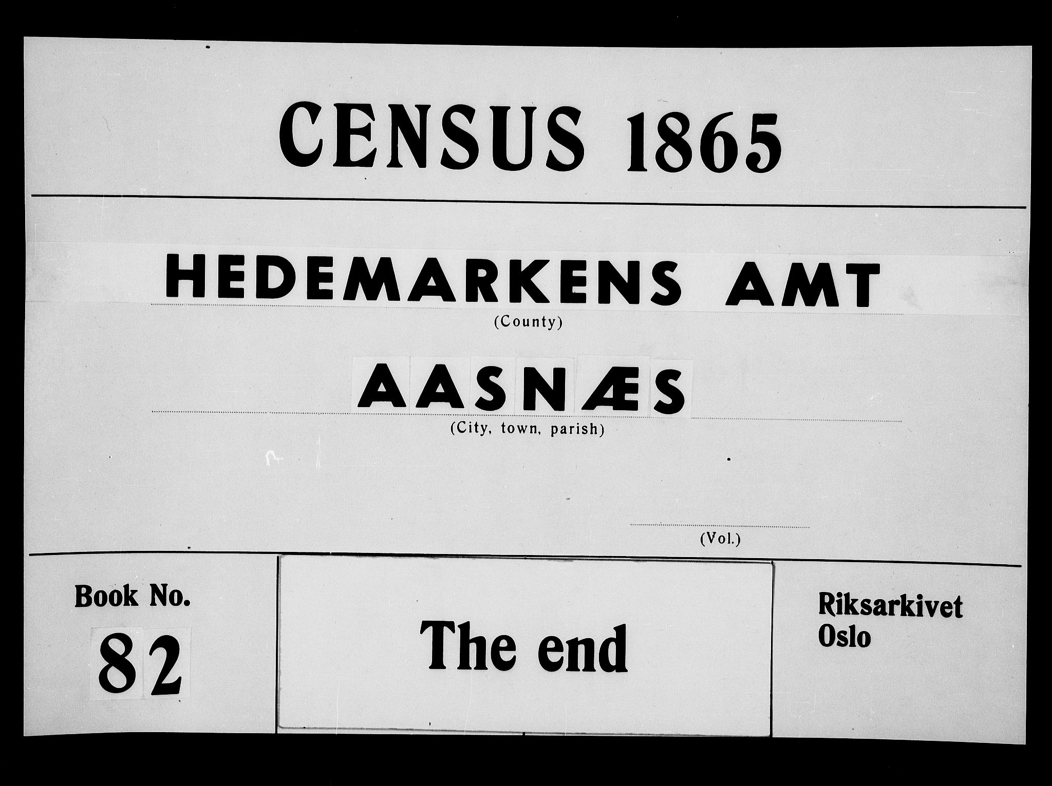 RA, 1865 census for Åsnes, 1865, p. 188