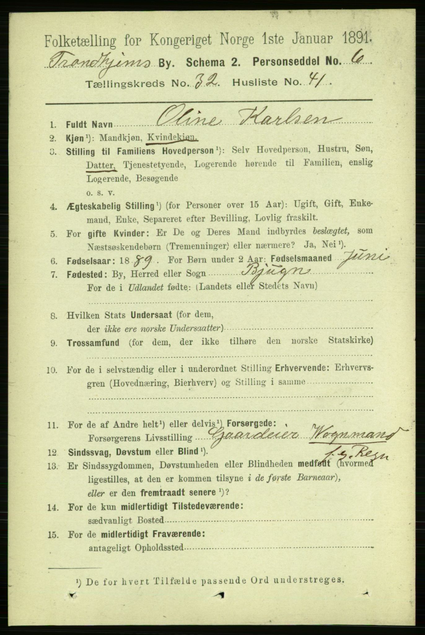 RA, 1891 census for 1601 Trondheim, 1891, p. 24512