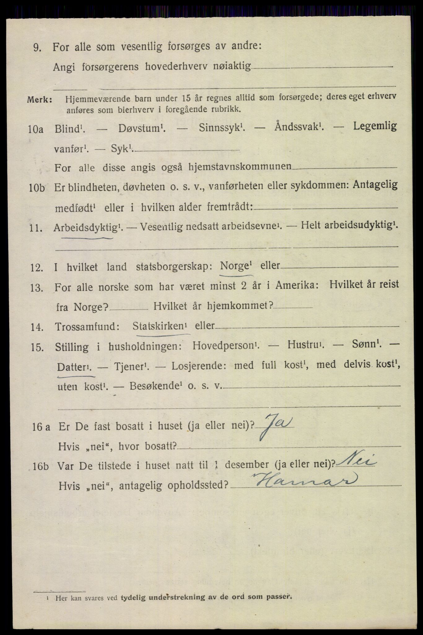 SAH, 1920 census for Vang (Hedmark), 1920, p. 18612