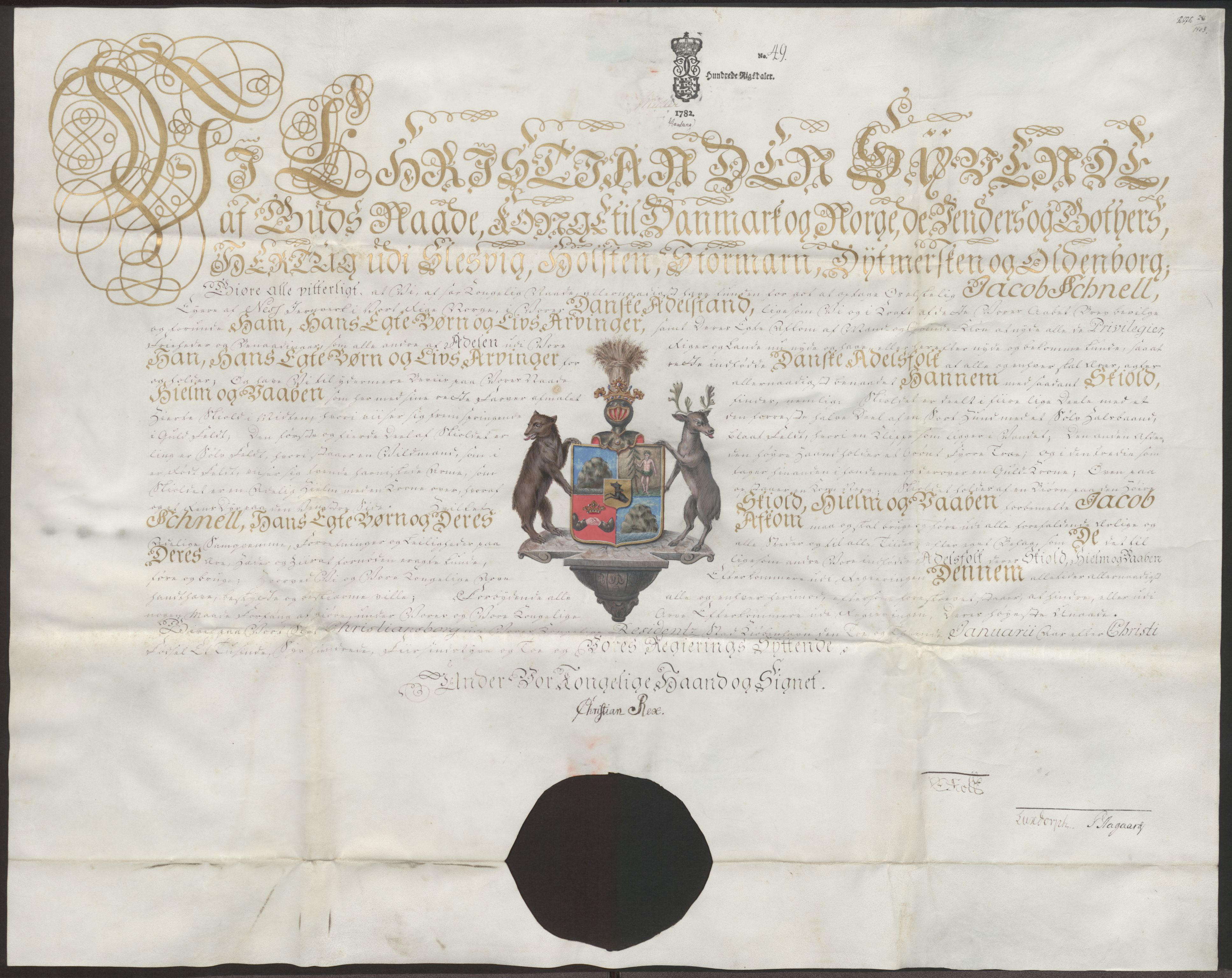 Riksarkivets diplomsamling, AV/RA-EA-5965/F16/L0013: Adelsbrev og Dannebrogpatenter, 1703-1782, p. 2