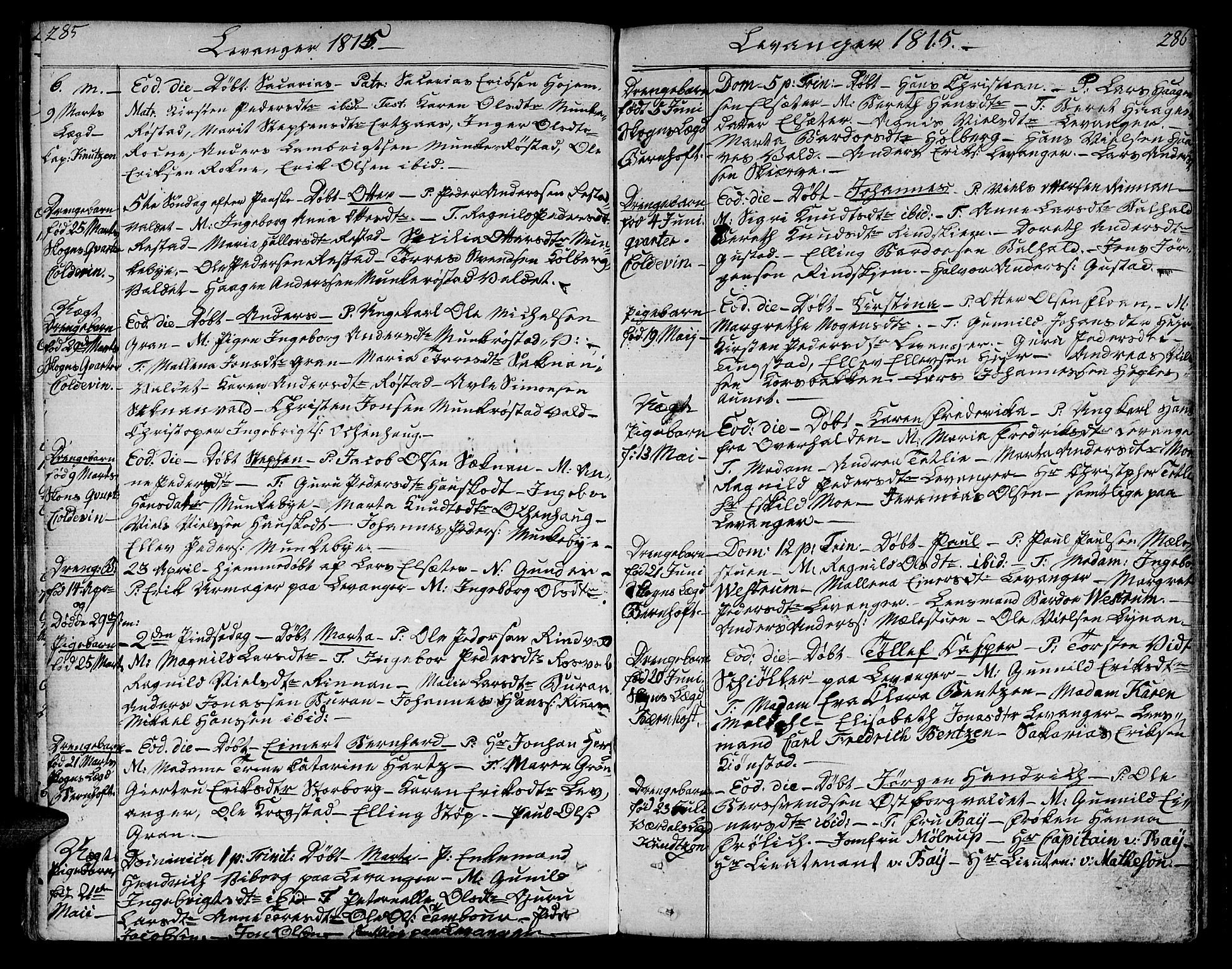 Ministerialprotokoller, klokkerbøker og fødselsregistre - Nord-Trøndelag, SAT/A-1458/717/L0145: Parish register (official) no. 717A03 /3, 1810-1815, p. 285-286