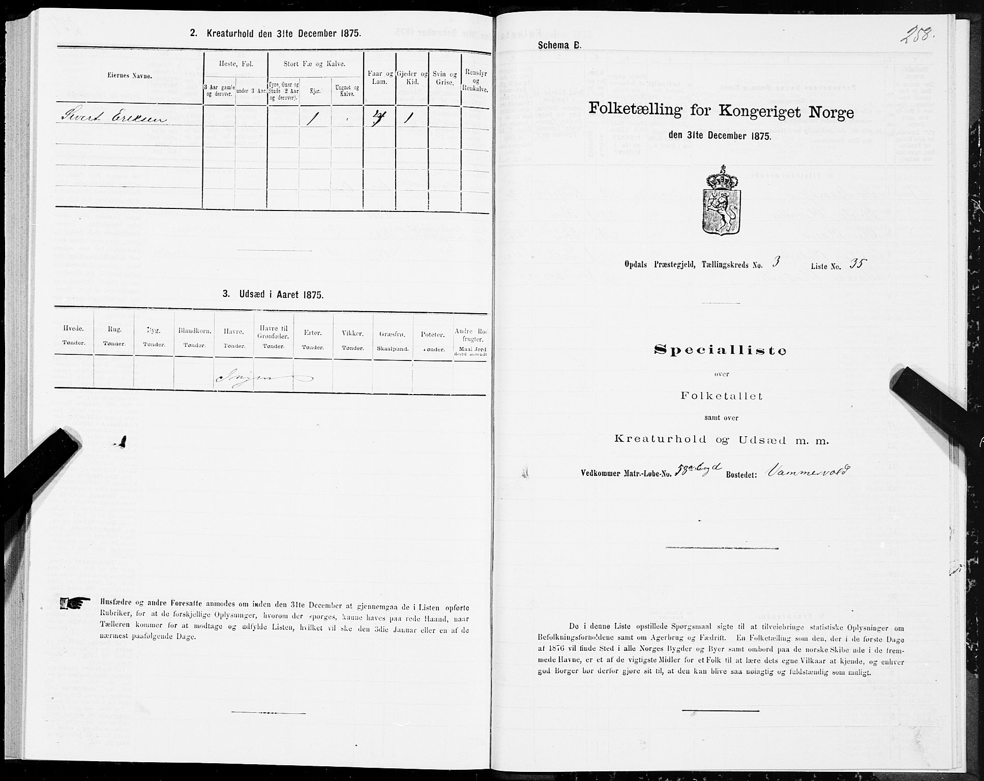 SAT, 1875 census for 1634P Oppdal, 1875, p. 2258