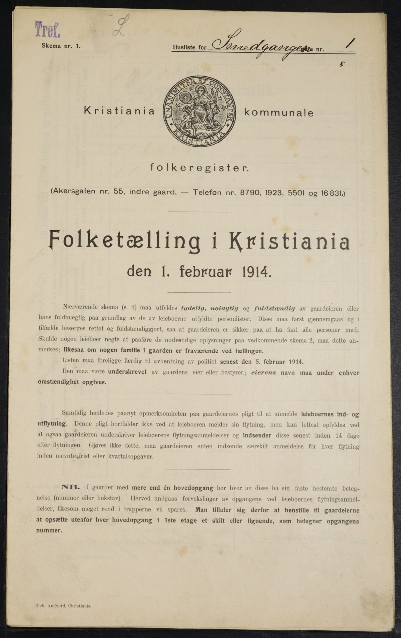 OBA, Municipal Census 1914 for Kristiania, 1914, p. 96945