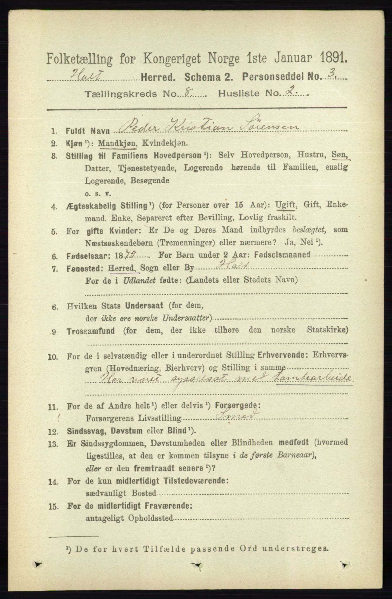 RA, 1891 census for 0914 Holt, 1891, p. 3533