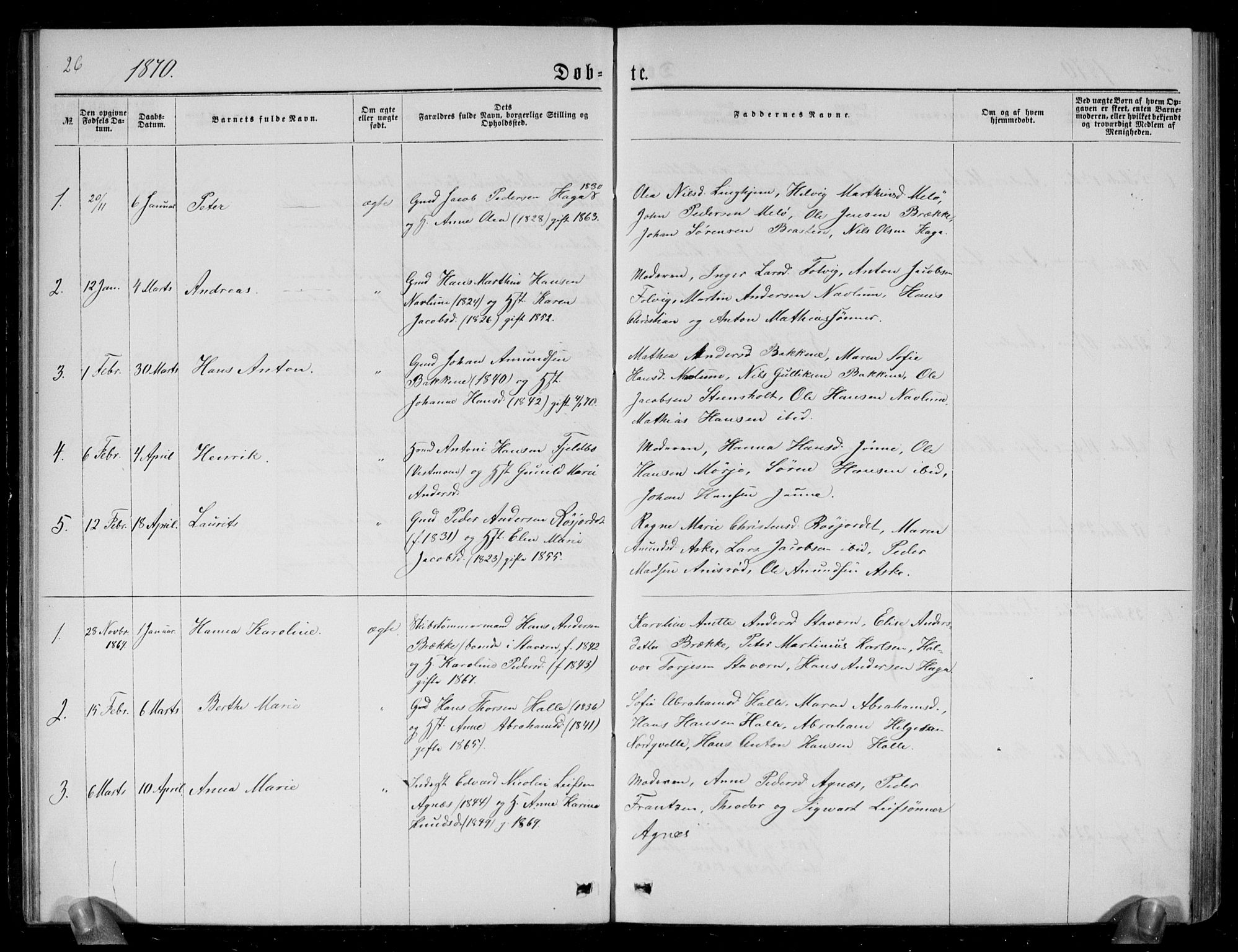 Brunlanes kirkebøker, SAKO/A-342/G/Ga/L0002: Parish register (copy) no. I 2, 1866-1876, p. 26