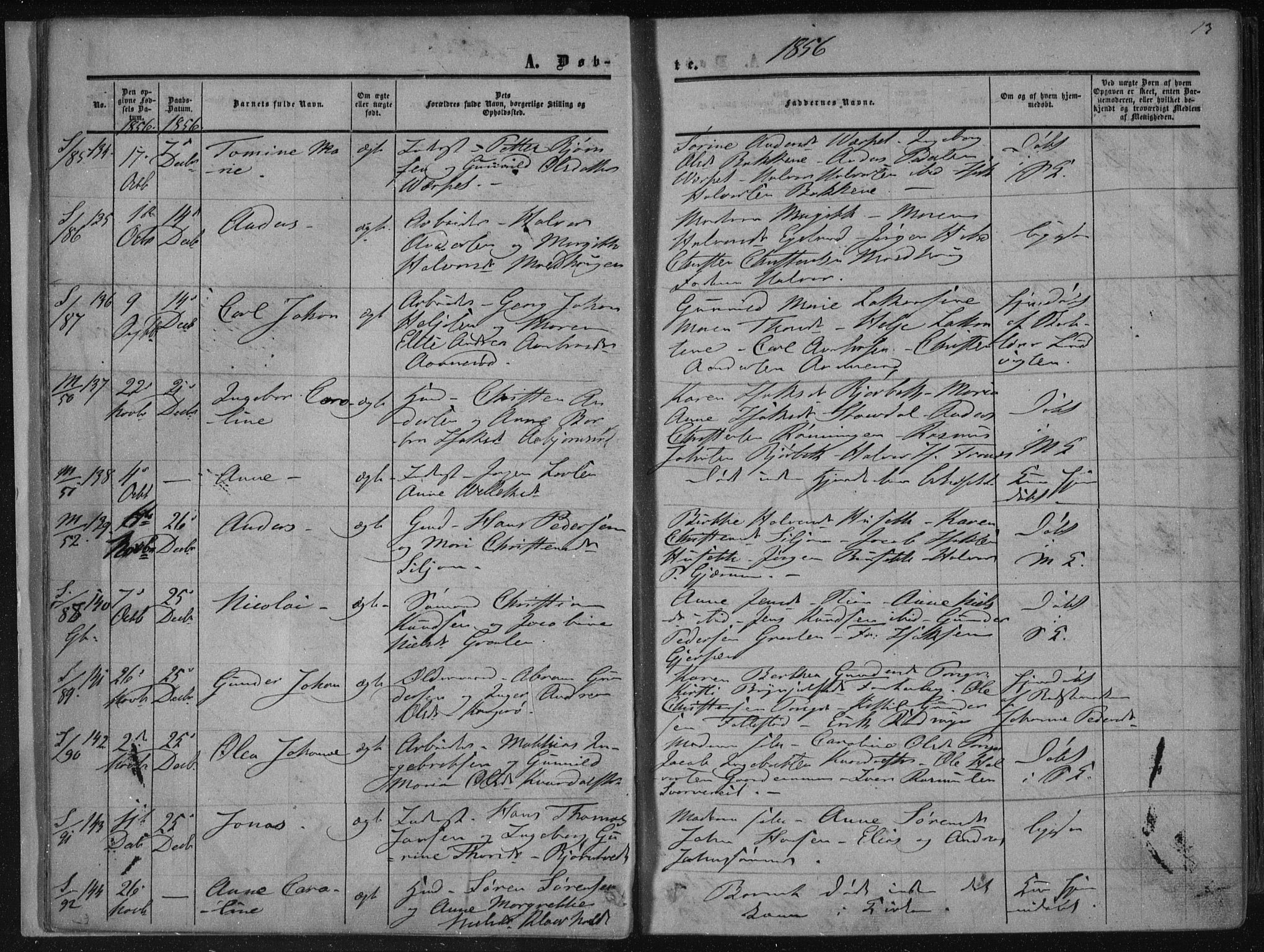 Solum kirkebøker, AV/SAKO-A-306/F/Fa/L0007: Parish register (official) no. I 7, 1856-1864, p. 13