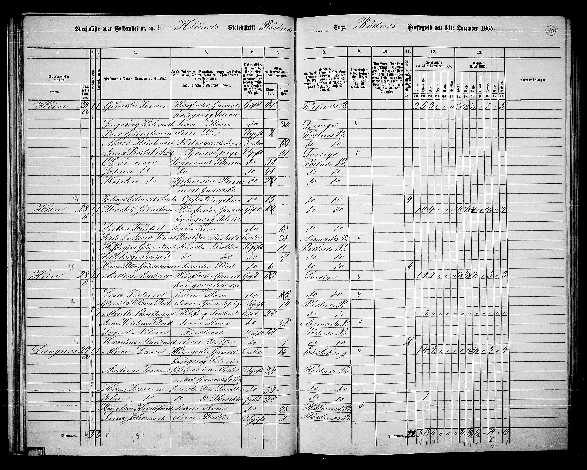 RA, 1865 census for Rødenes, 1865, p. 36