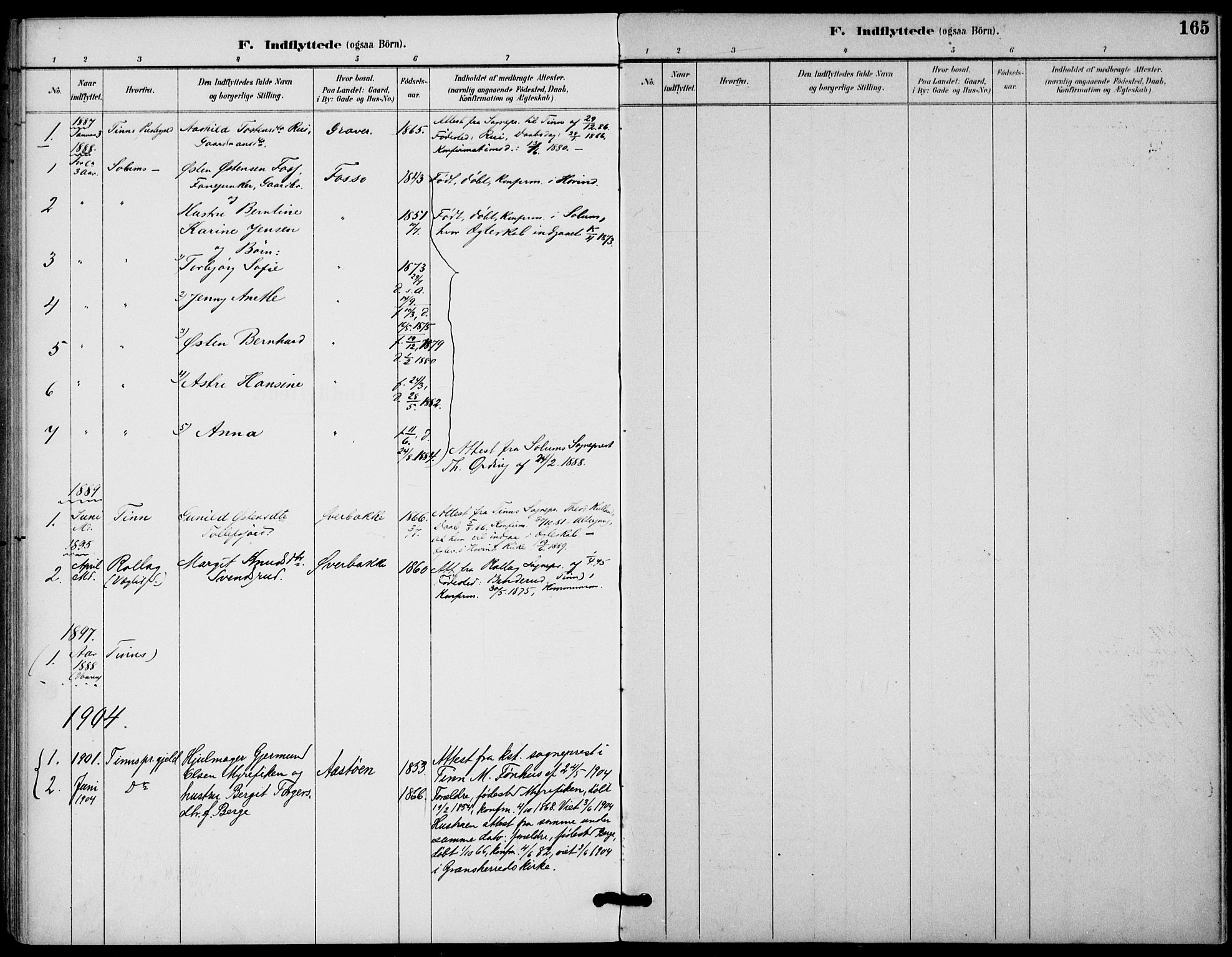 Gransherad kirkebøker, AV/SAKO-A-267/F/Fb/L0005: Parish register (official) no. II 5, 1887-1916, p. 165