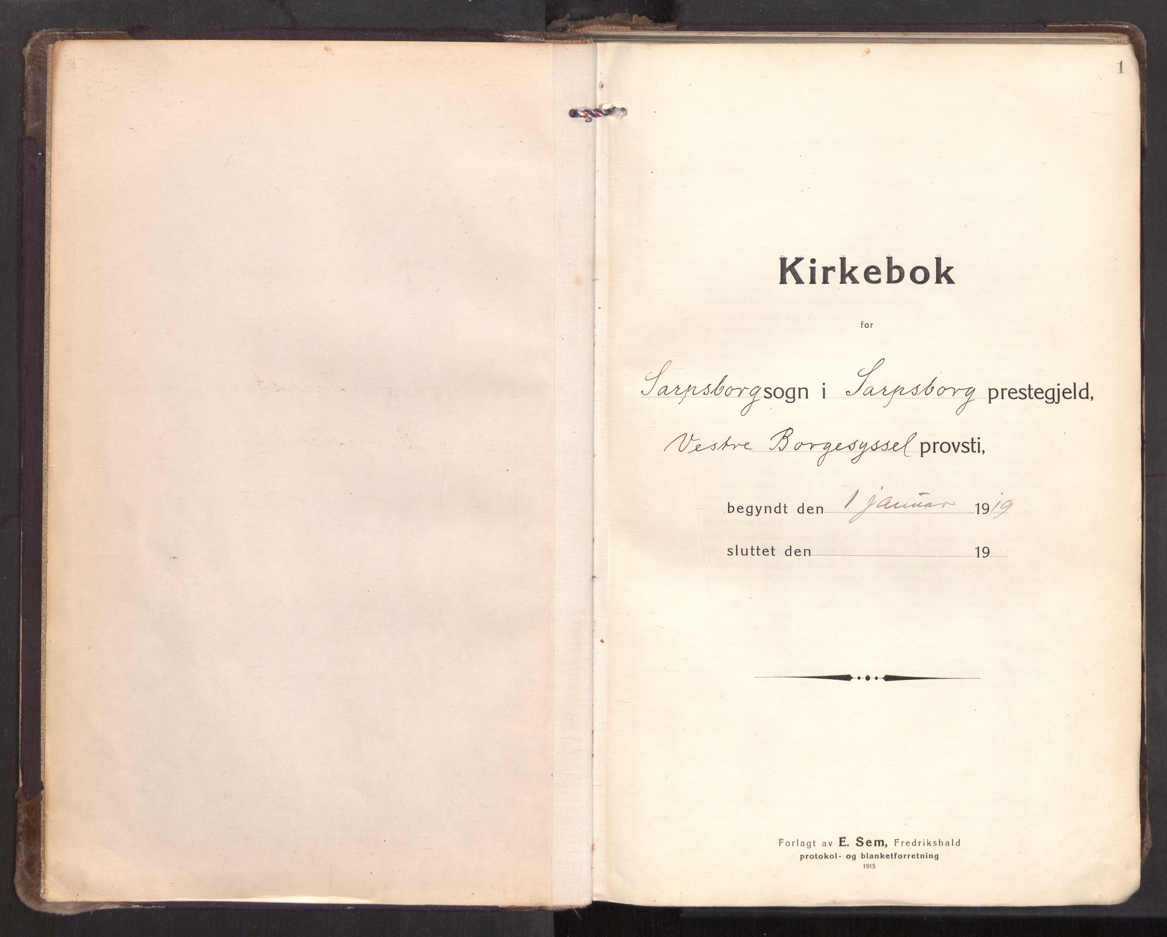 Sarpsborg prestekontor Kirkebøker, AV/SAO-A-2006/F/Fa/L0009: Parish register (official) no. 9, 1919-1931, p. 1