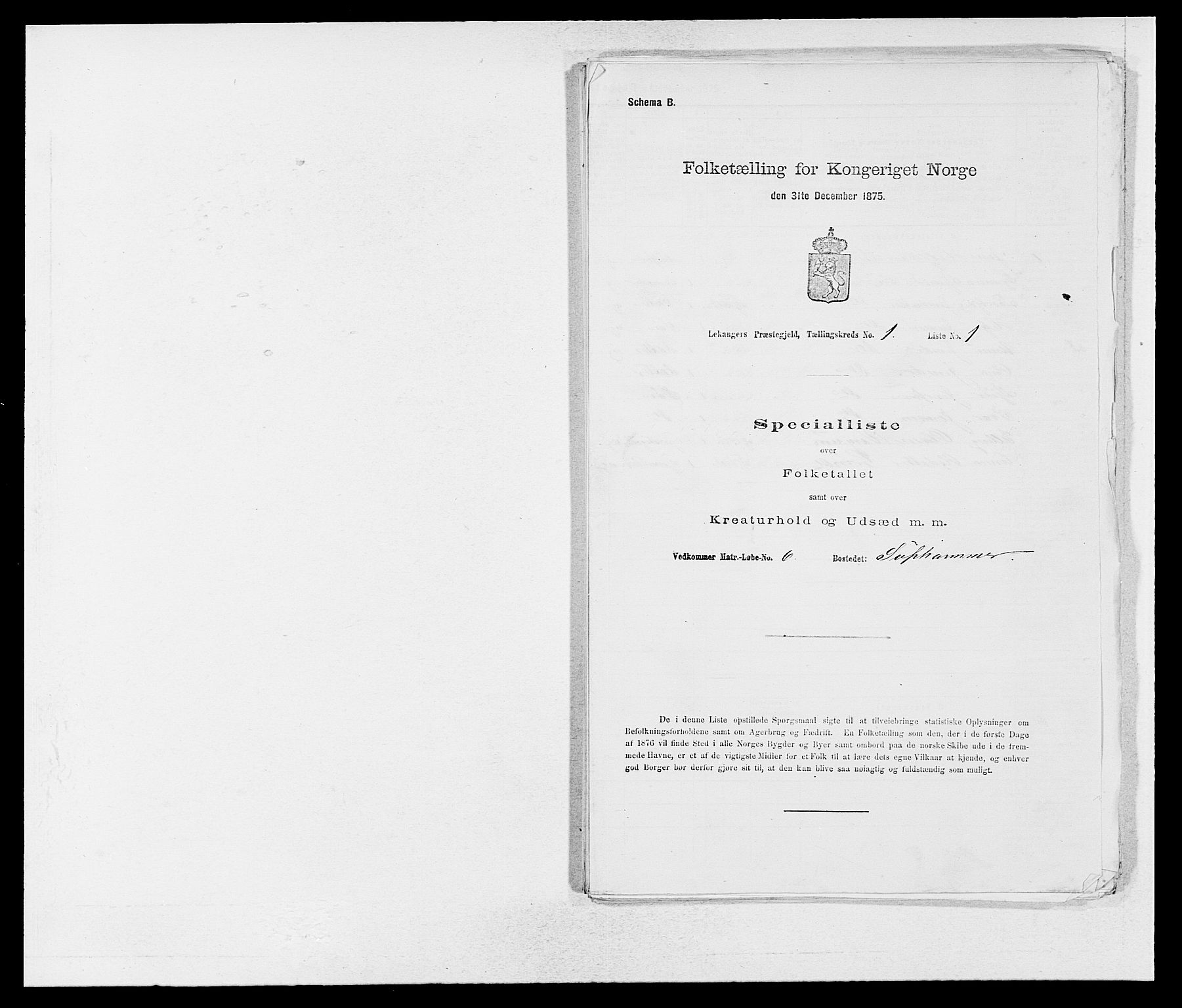 SAB, 1875 census for 1419P Leikanger, 1875, p. 23