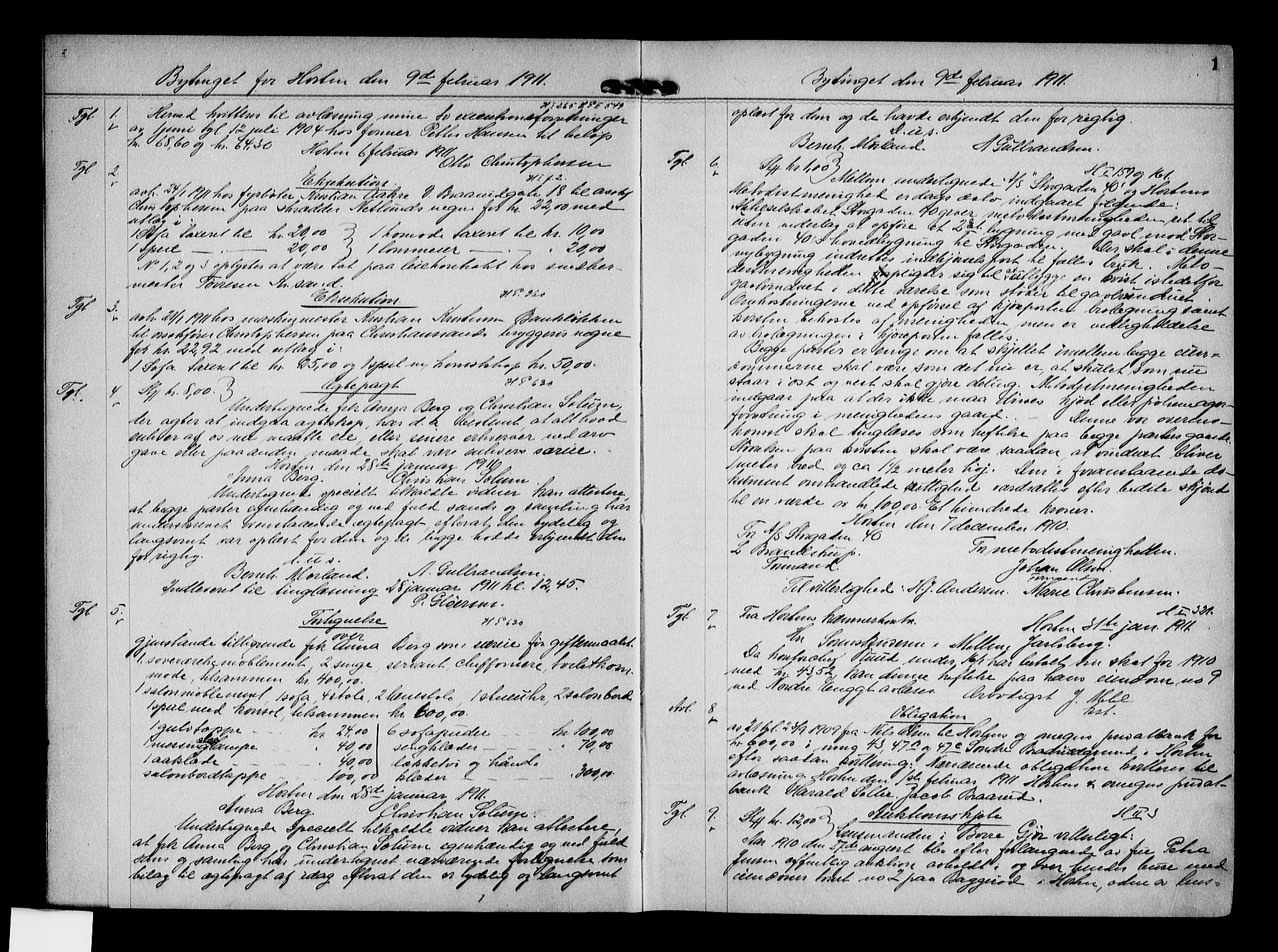 Mellom Jarlsberg sorenskriveri, AV/SAKO-A-132/G/Ga/Gae/L0VII: Mortgage book no. V VII, 1911-1914, p. 1