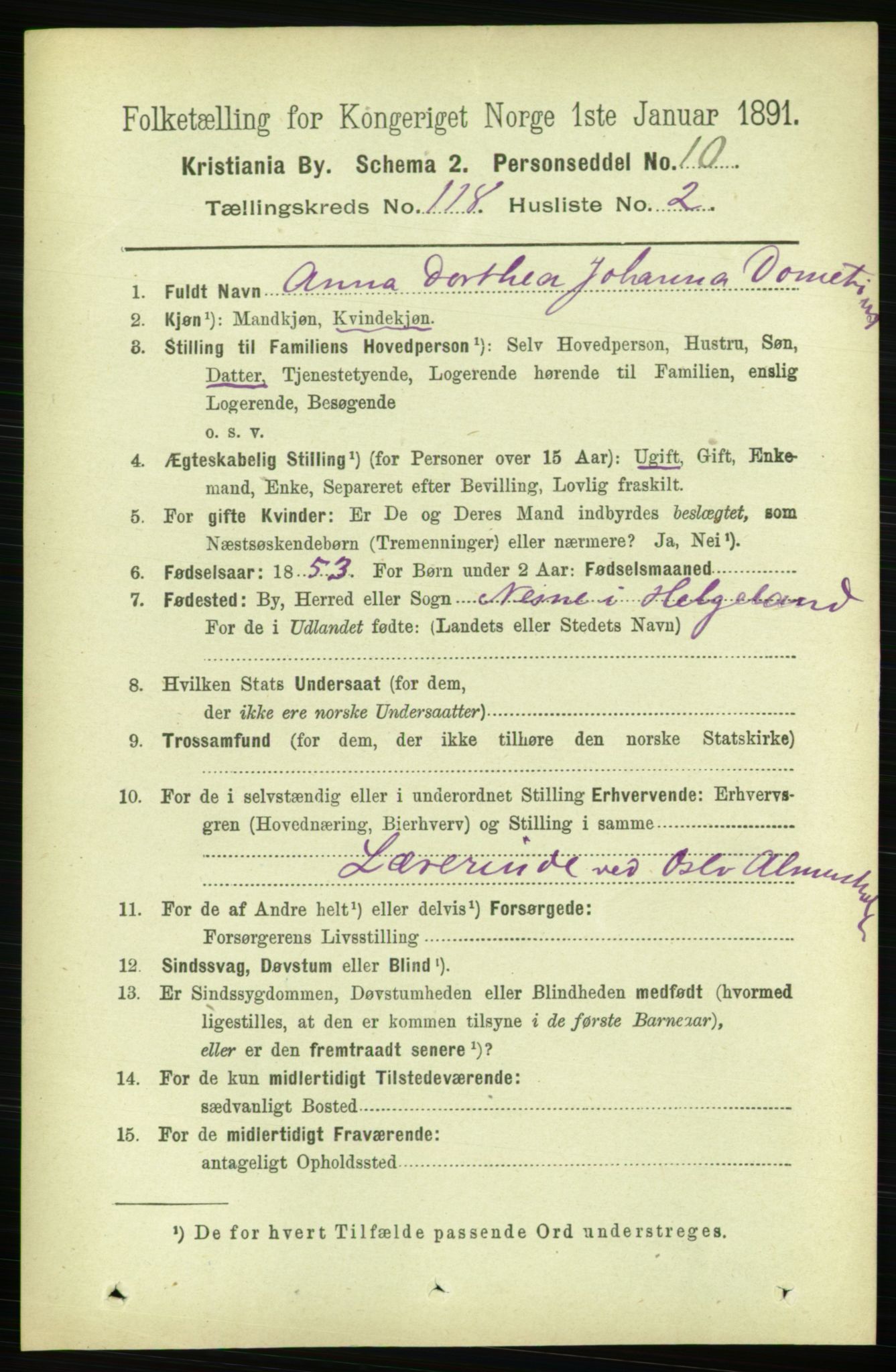 RA, 1891 census for 0301 Kristiania, 1891, p. 63302