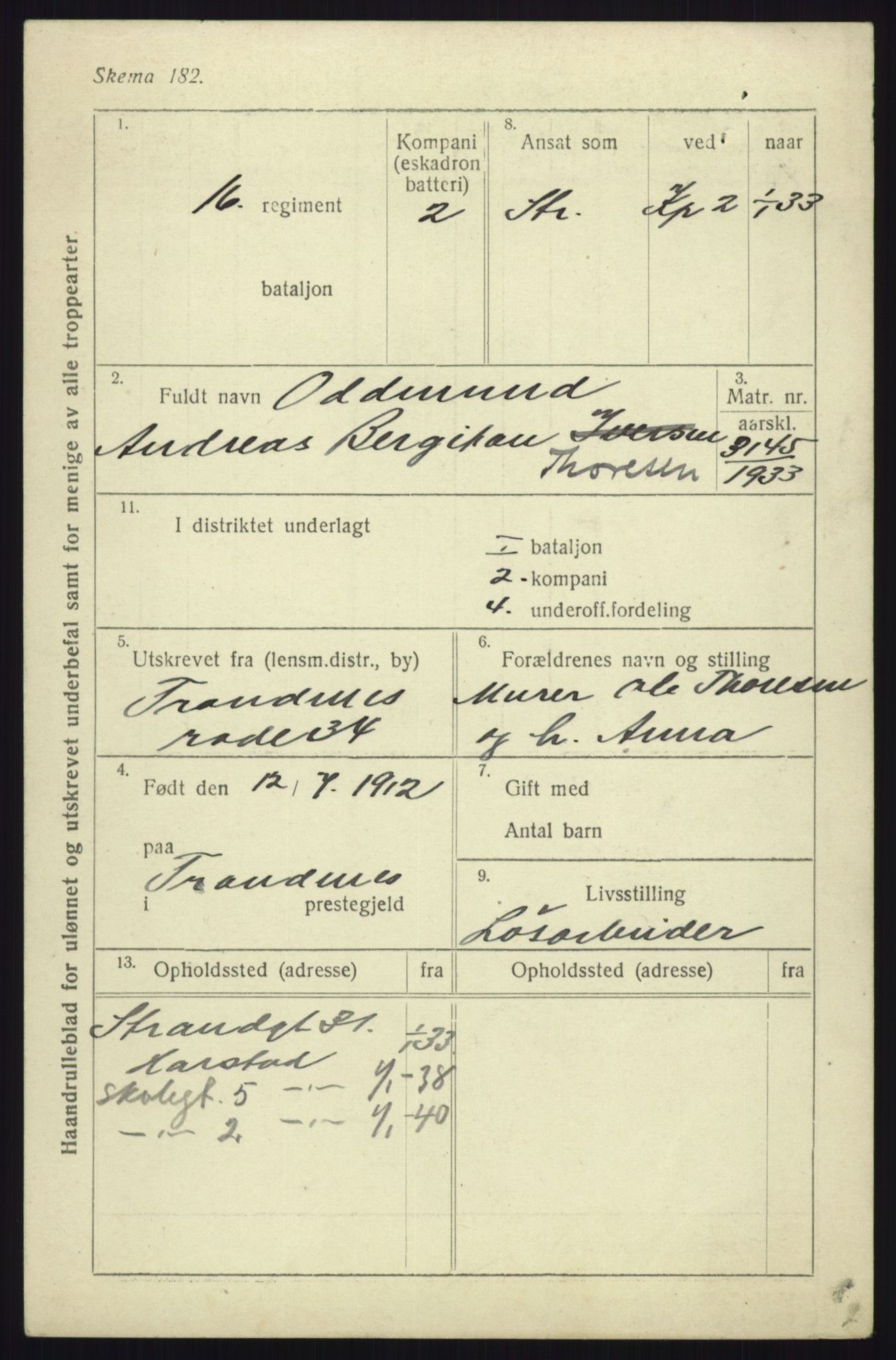 Forsvaret, Troms infanteriregiment nr. 16, AV/RA-RAFA-3146/P/Pa/L0017: Rulleblad for regimentets menige mannskaper, årsklasse 1933, 1933, p. 1303