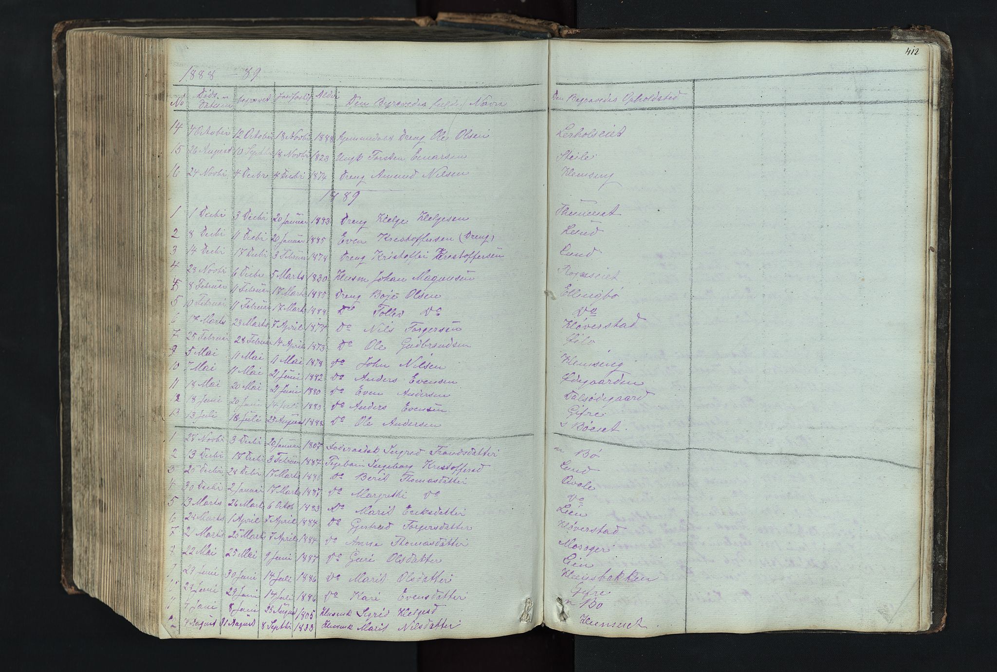 Vang prestekontor, Valdres, SAH/PREST-140/H/Hb/L0004: Parish register (copy) no. 4, 1835-1892, p. 412