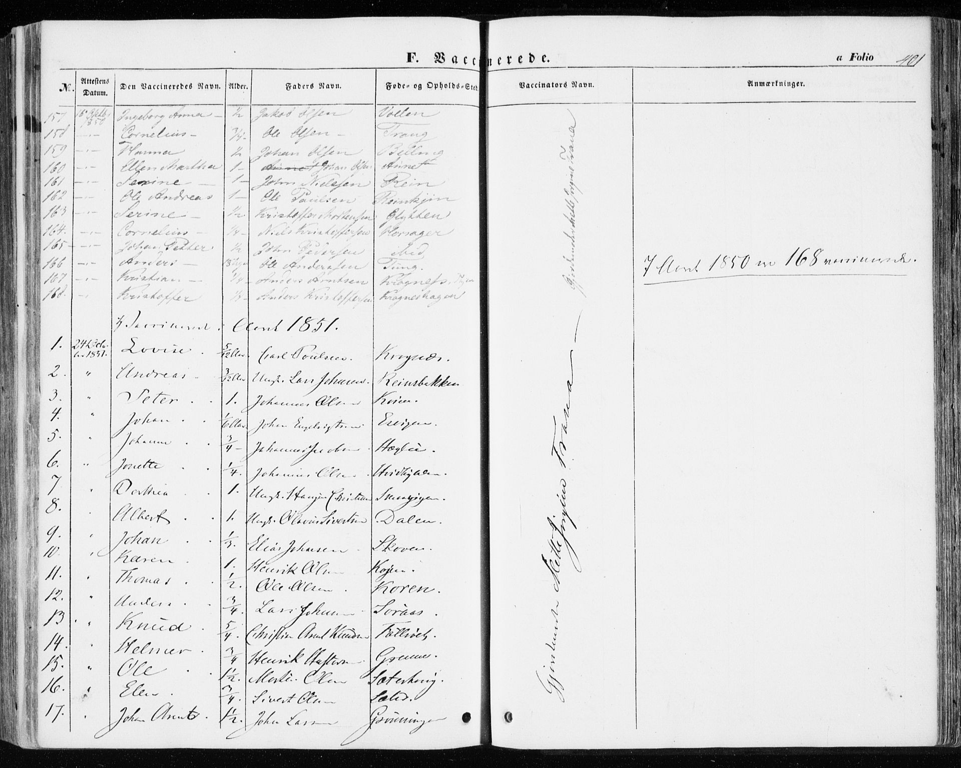 Ministerialprotokoller, klokkerbøker og fødselsregistre - Sør-Trøndelag, SAT/A-1456/646/L0611: Parish register (official) no. 646A09, 1848-1857, p. 401