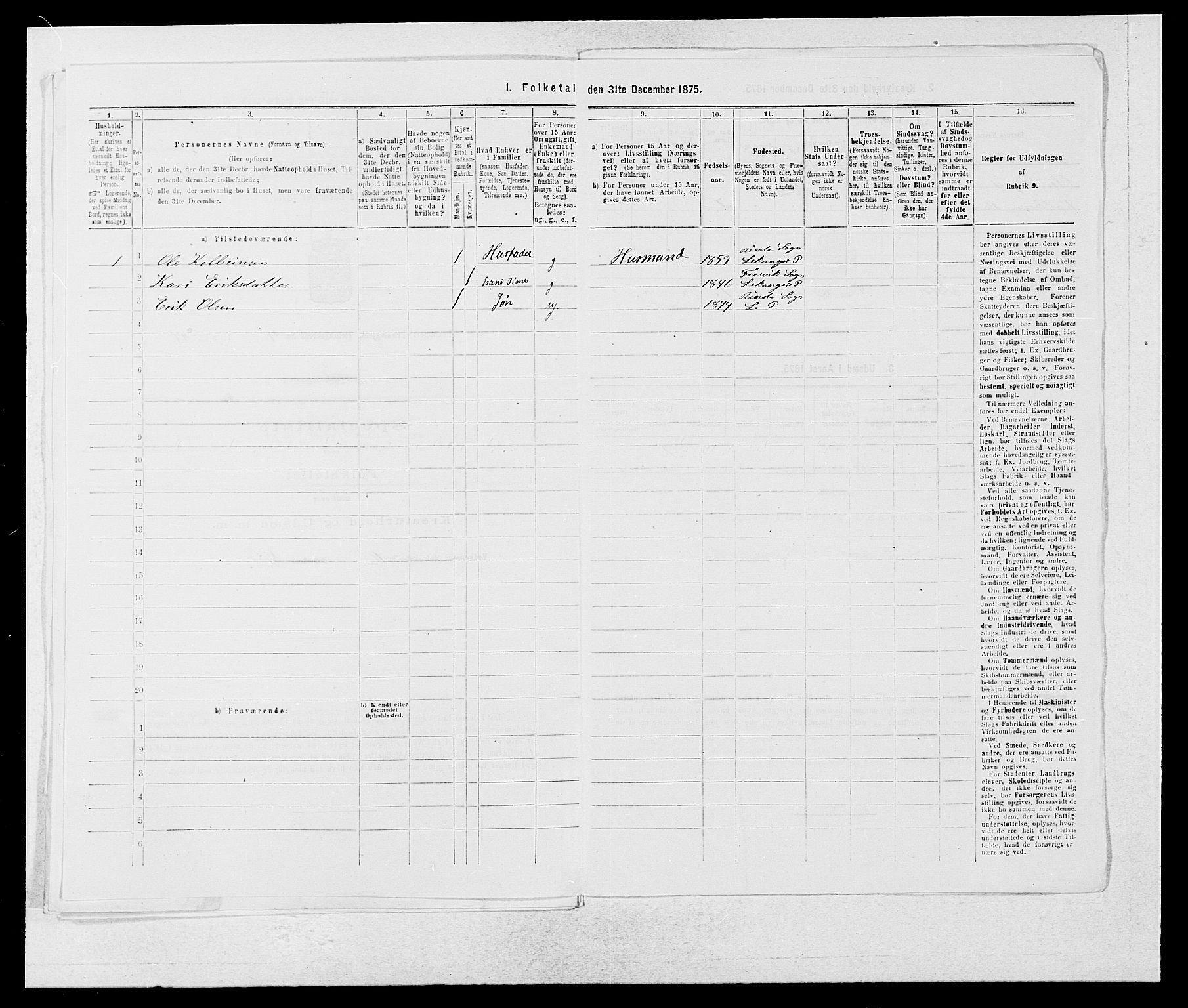 SAB, 1875 census for 1419P Leikanger, 1875, p. 402