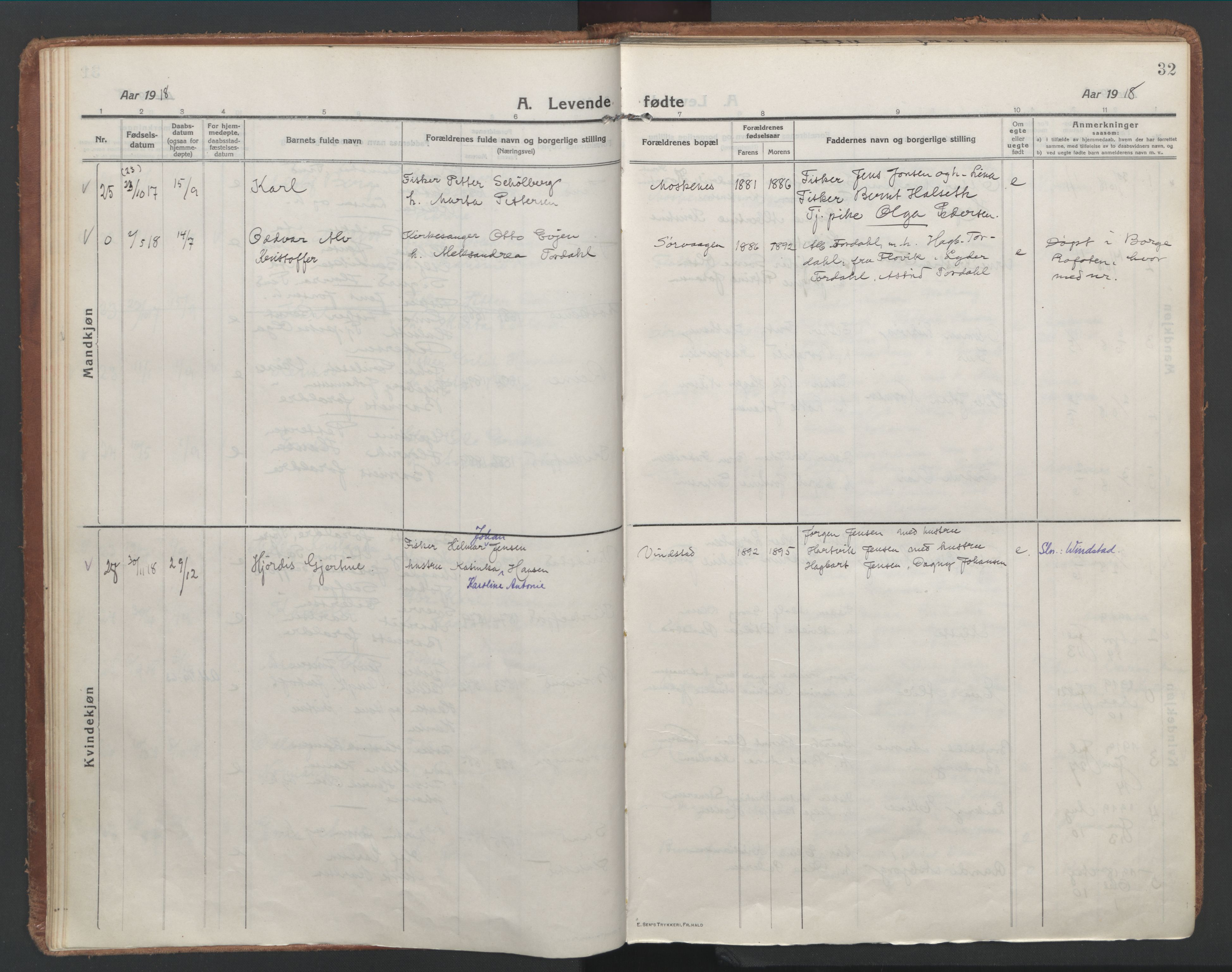 Ministerialprotokoller, klokkerbøker og fødselsregistre - Nordland, SAT/A-1459/886/L1222: Parish register (official) no. 886A04, 1914-1926, p. 32