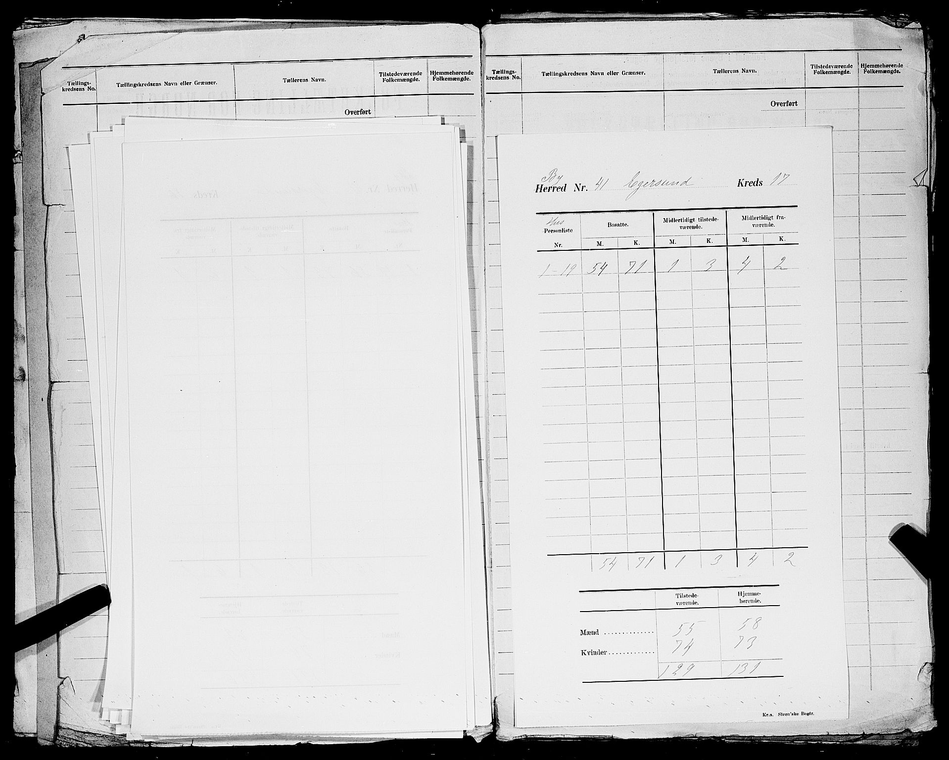 SAST, 1900 census for Egersund, 1900, p. 20