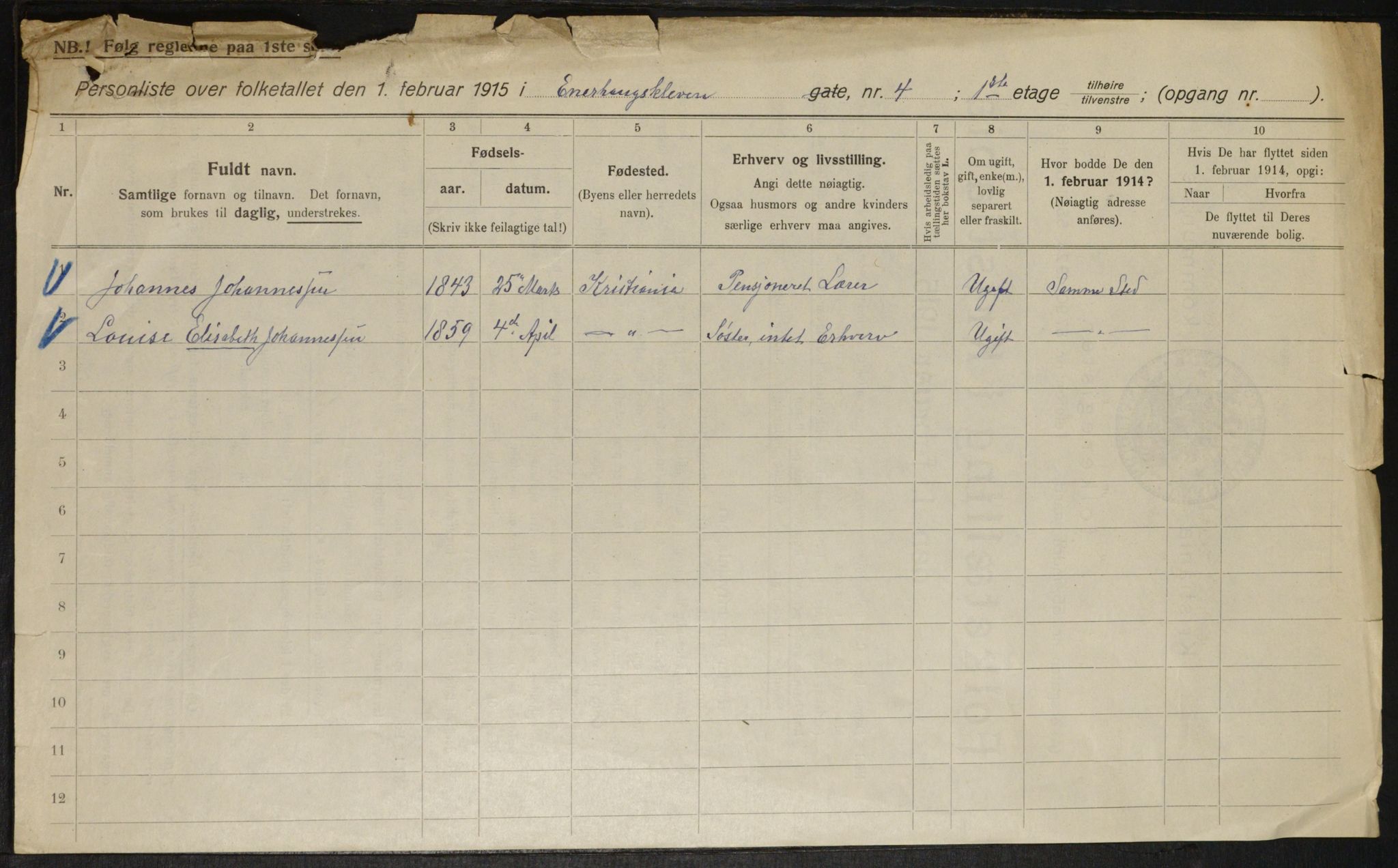 OBA, Municipal Census 1916 for Kristiania, 1916, p. 22079