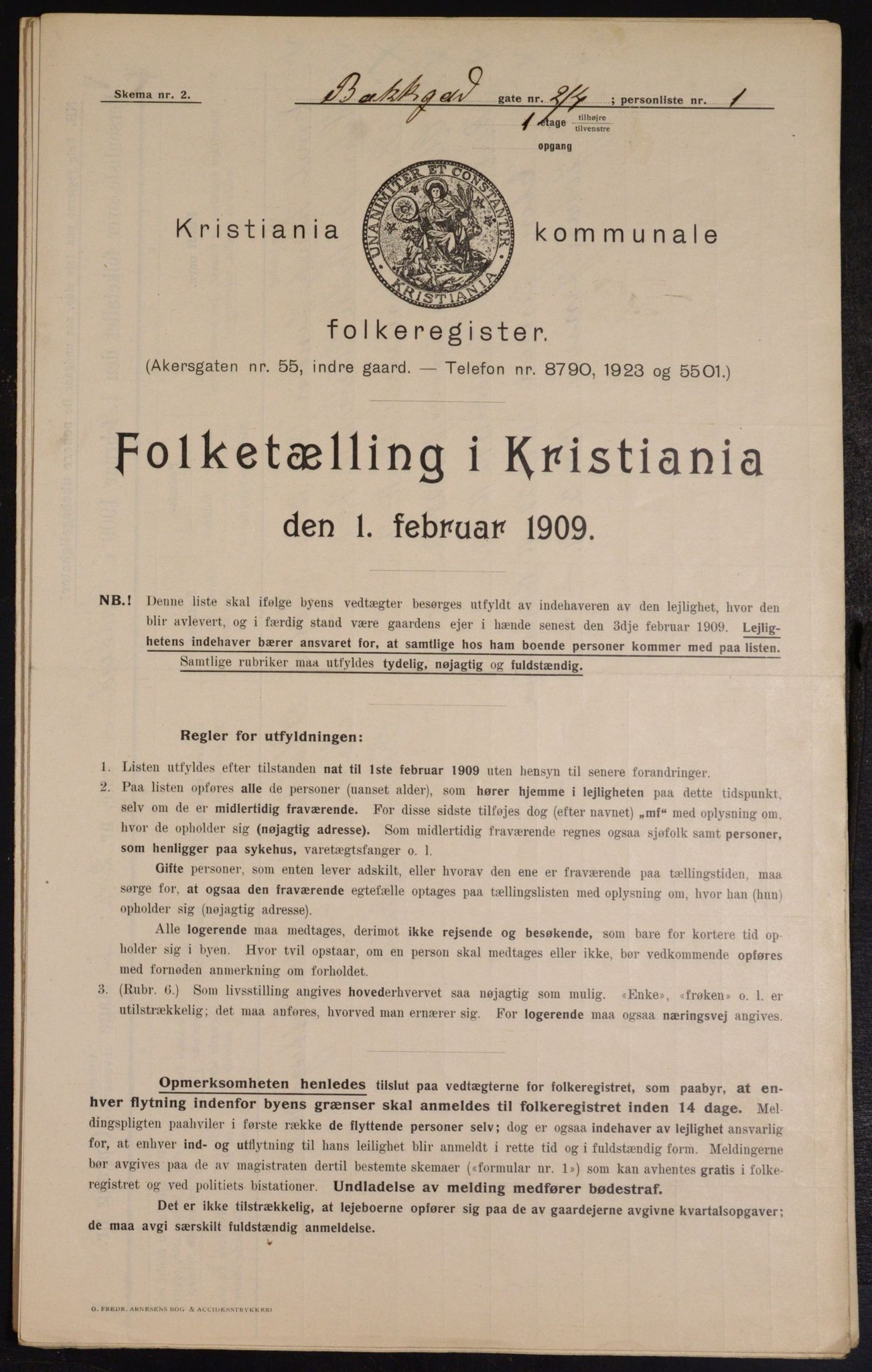 OBA, Municipal Census 1909 for Kristiania, 1909, p. 2473