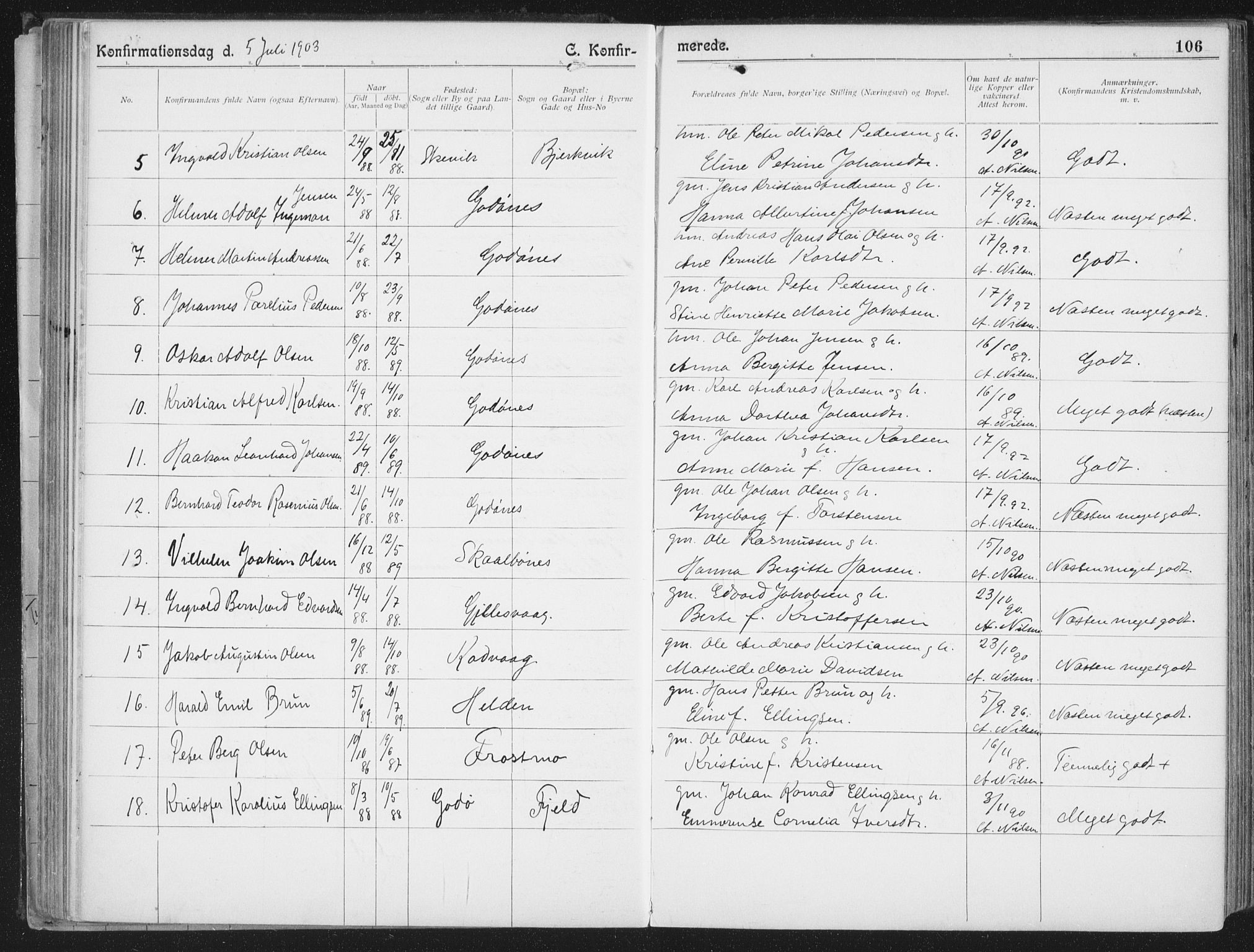 Ministerialprotokoller, klokkerbøker og fødselsregistre - Nordland, SAT/A-1459/804/L0081: Parish register (official) no. 804A02, 1901-1915, p. 106