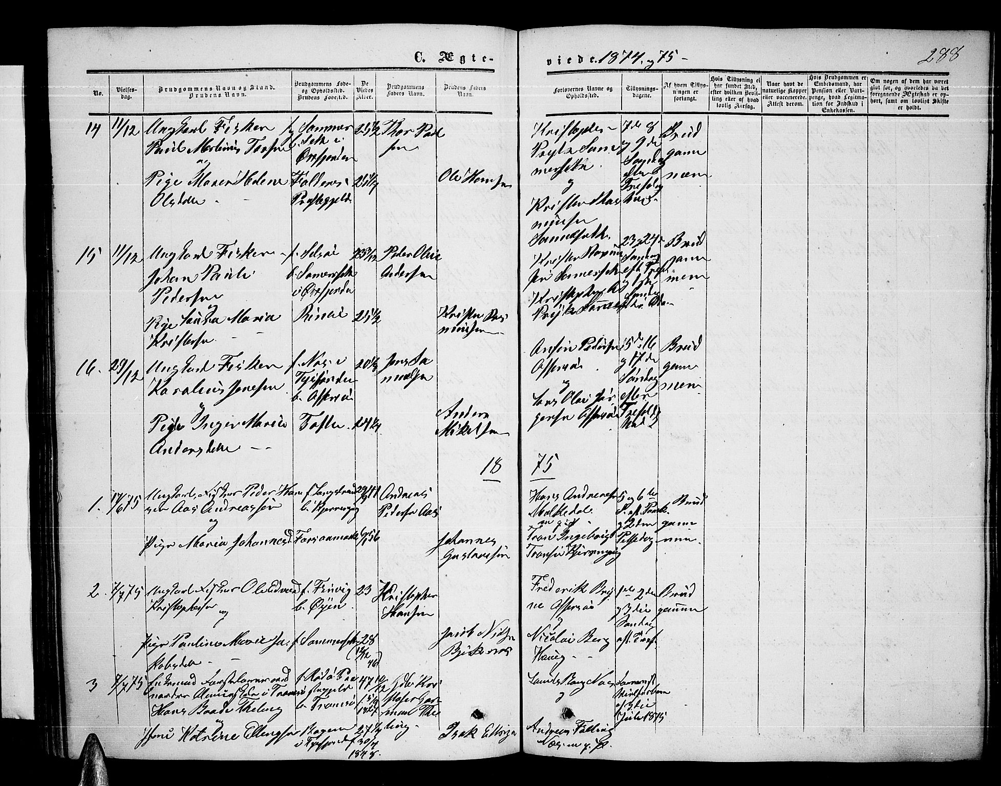 Ministerialprotokoller, klokkerbøker og fødselsregistre - Nordland, AV/SAT-A-1459/872/L1046: Parish register (copy) no. 872C02, 1852-1879, p. 288