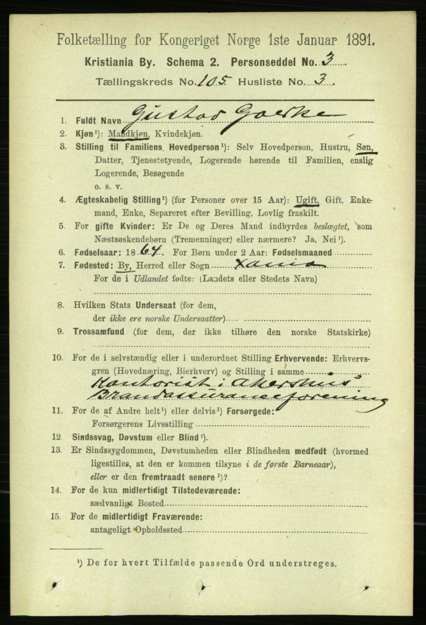 RA, 1891 census for 0301 Kristiania, 1891, p. 53015