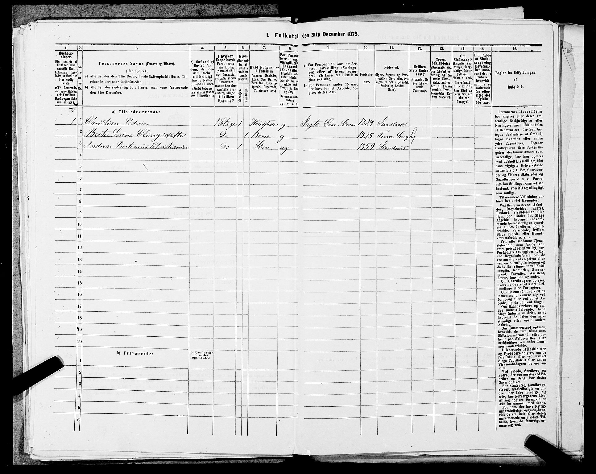 SAST, 1875 census for 1102B Høyland/Sandnes, 1875, p. 198