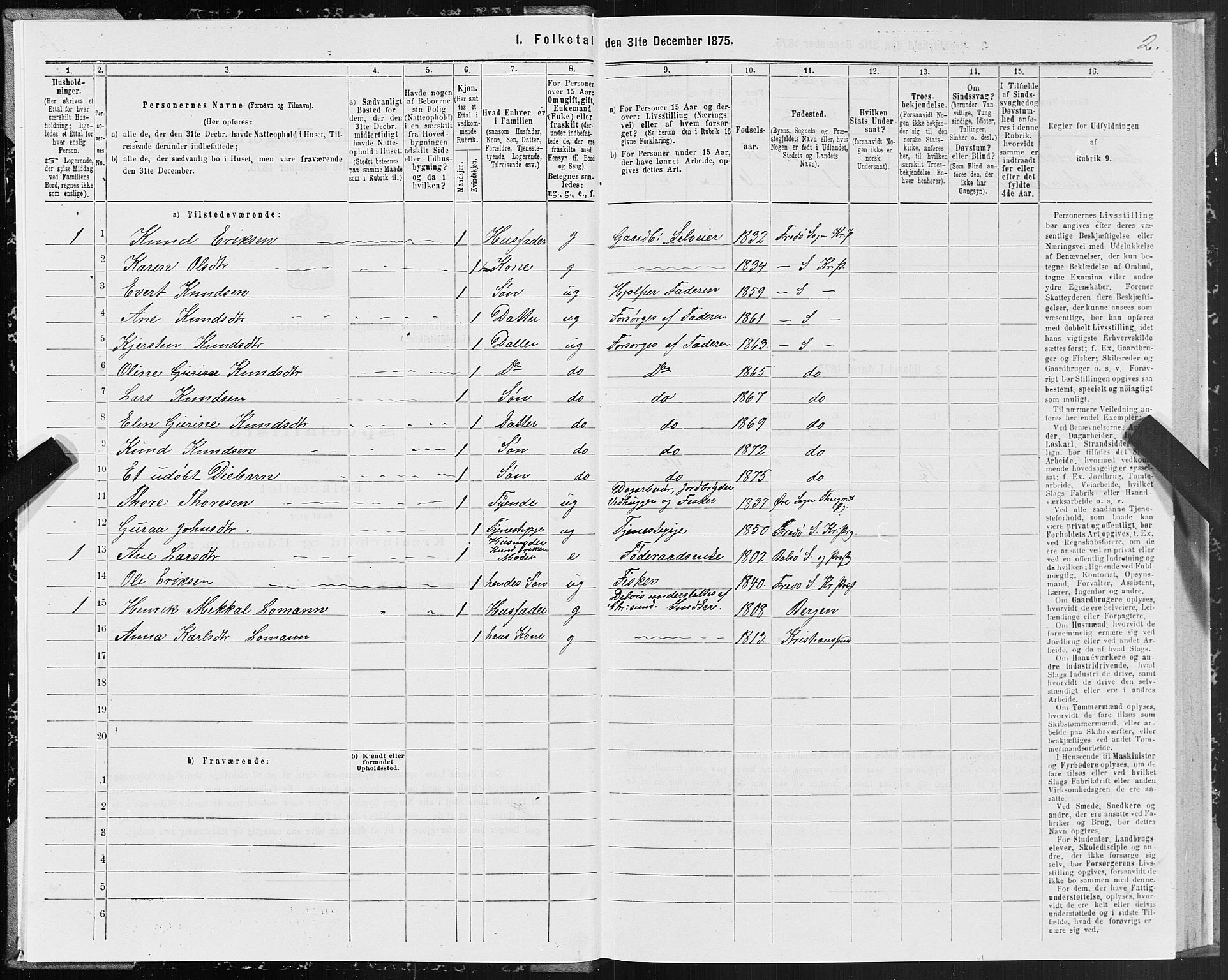 SAT, 1875 census for 1556L Kristiansund/Frei og Grip, 1875, p. 2002