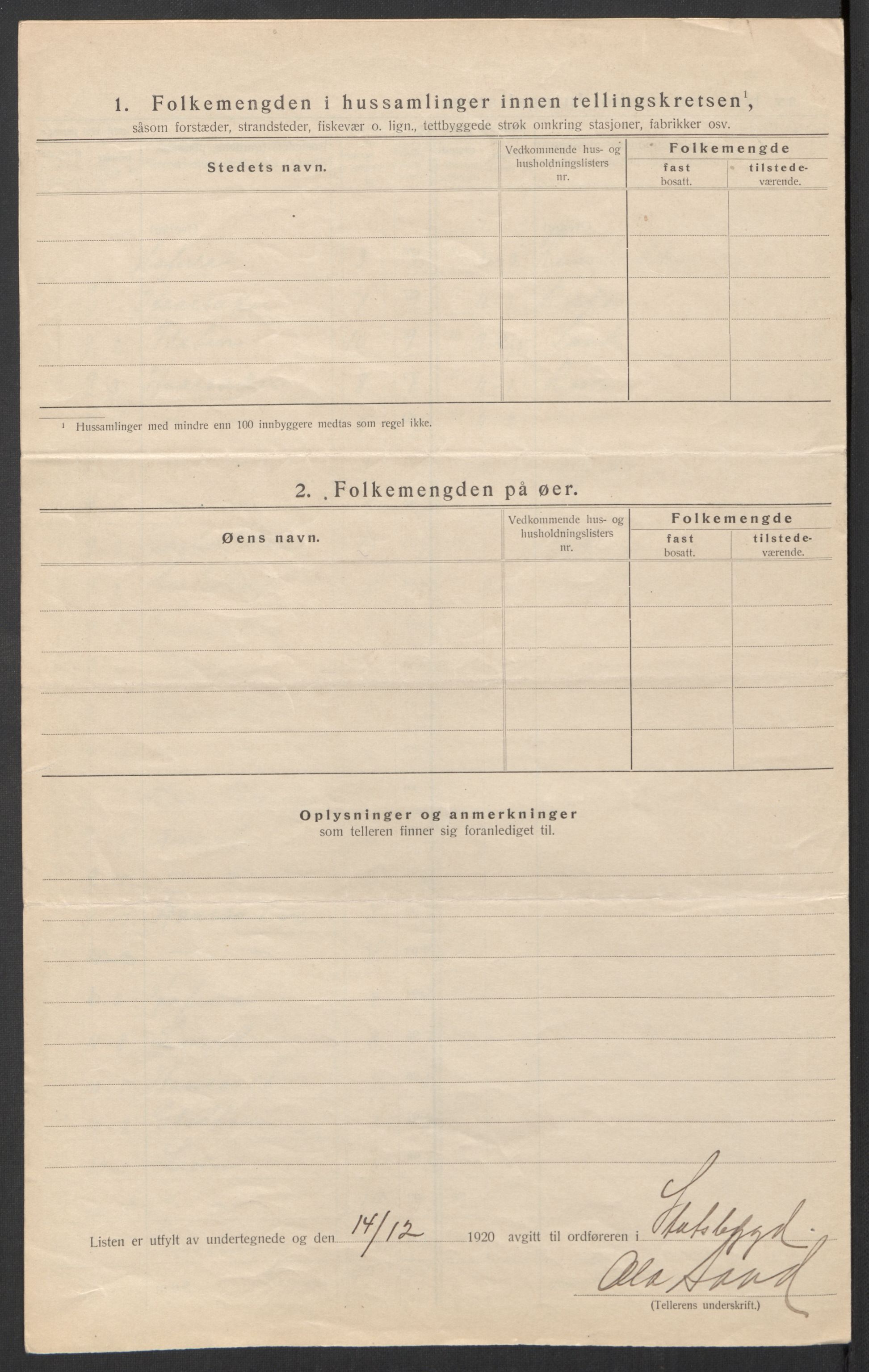 SAT, 1920 census for Stadsbygd, 1920, p. 14