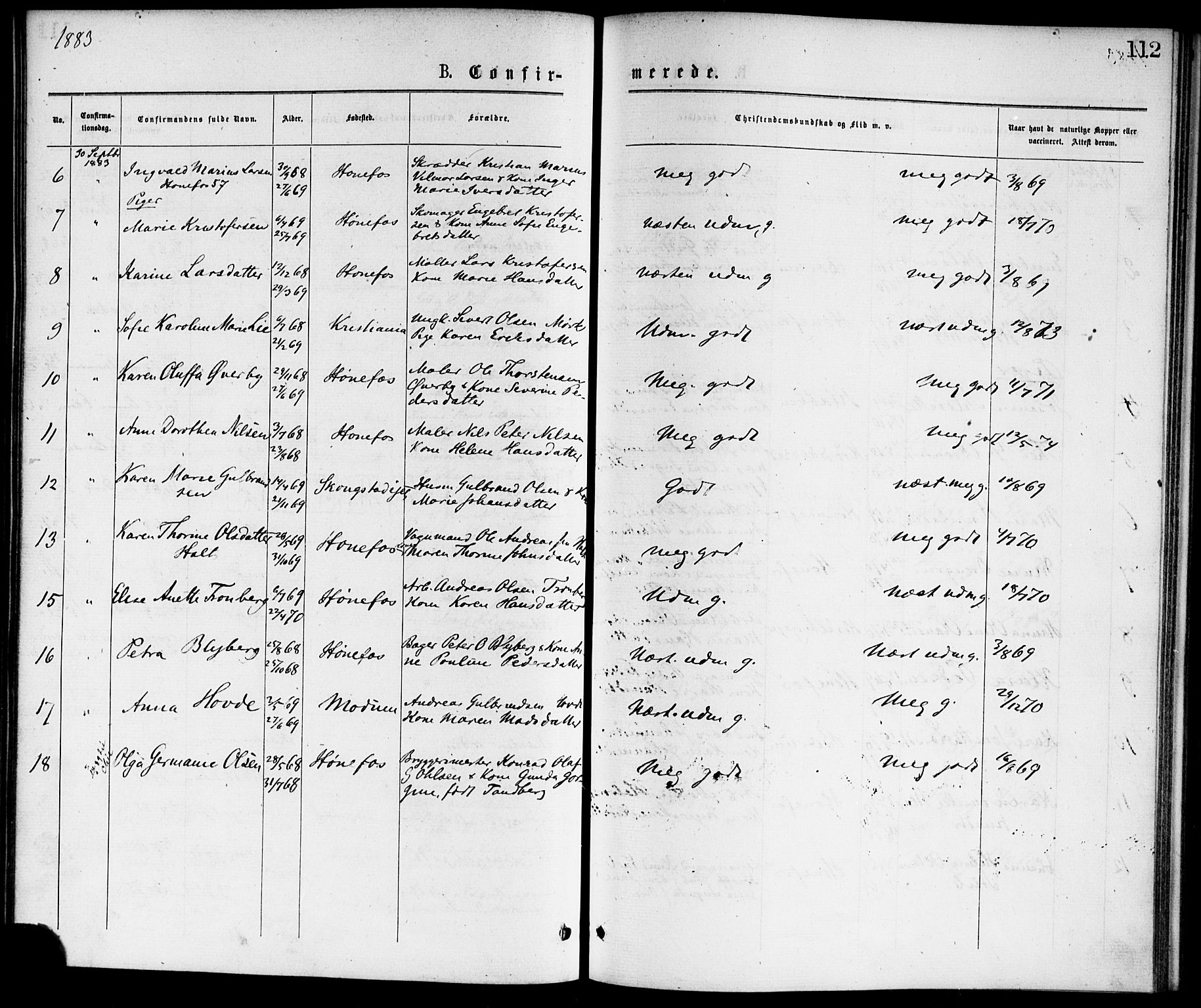 Hønefoss kirkebøker, AV/SAKO-A-609/F/Fa/L0001: Parish register (official) no. 1, 1875-1887, p. 112