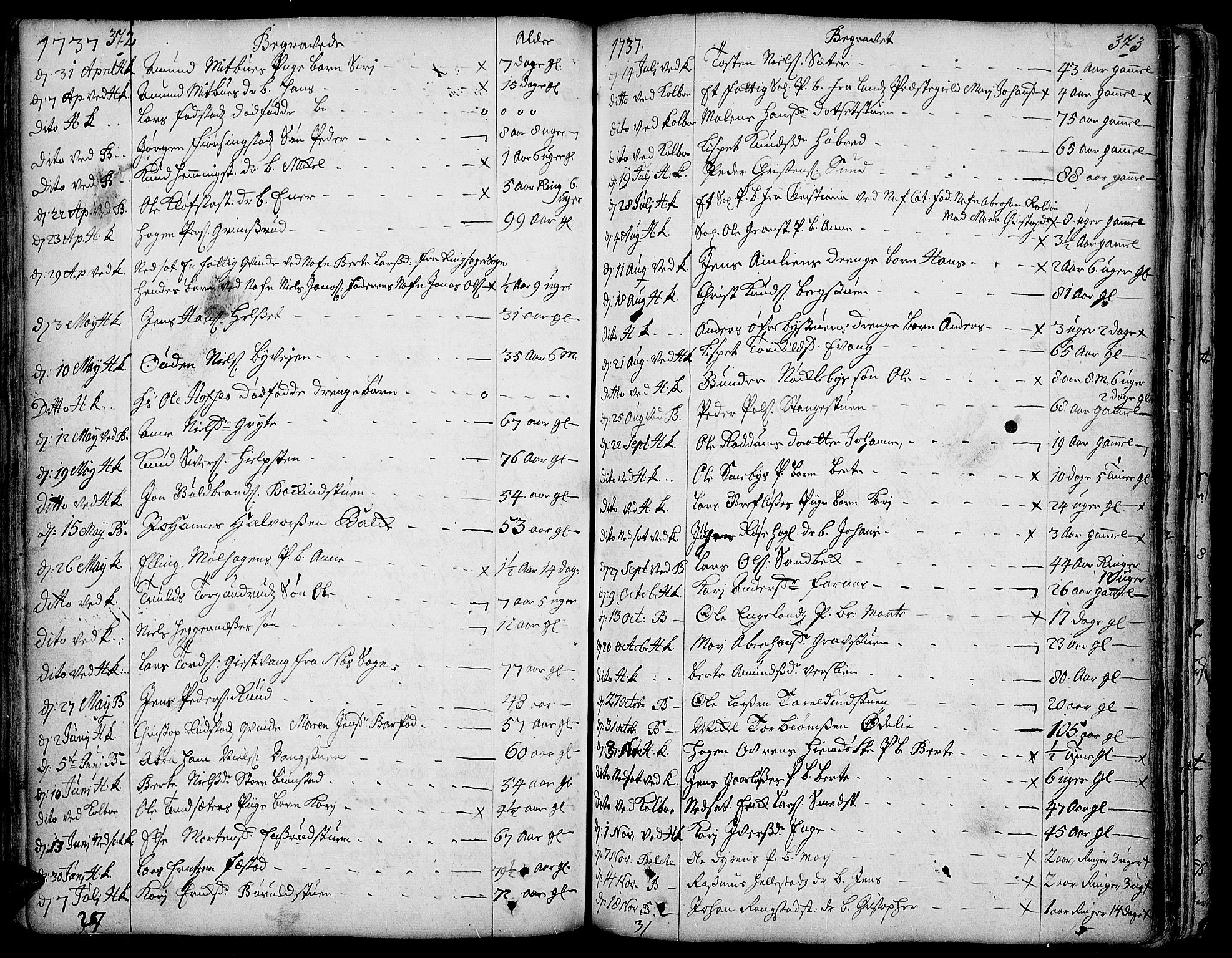 Toten prestekontor, SAH/PREST-102/H/Ha/Haa/L0003: Parish register (official) no. 3, 1734-1751, p. 372-373
