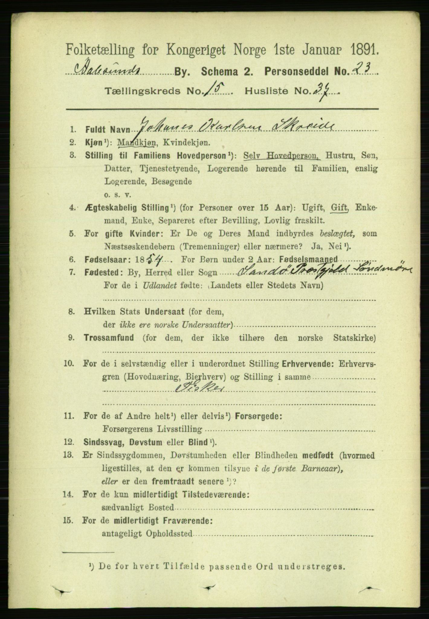 RA, 1891 census for 1501 Ålesund, 1891, p. 9456