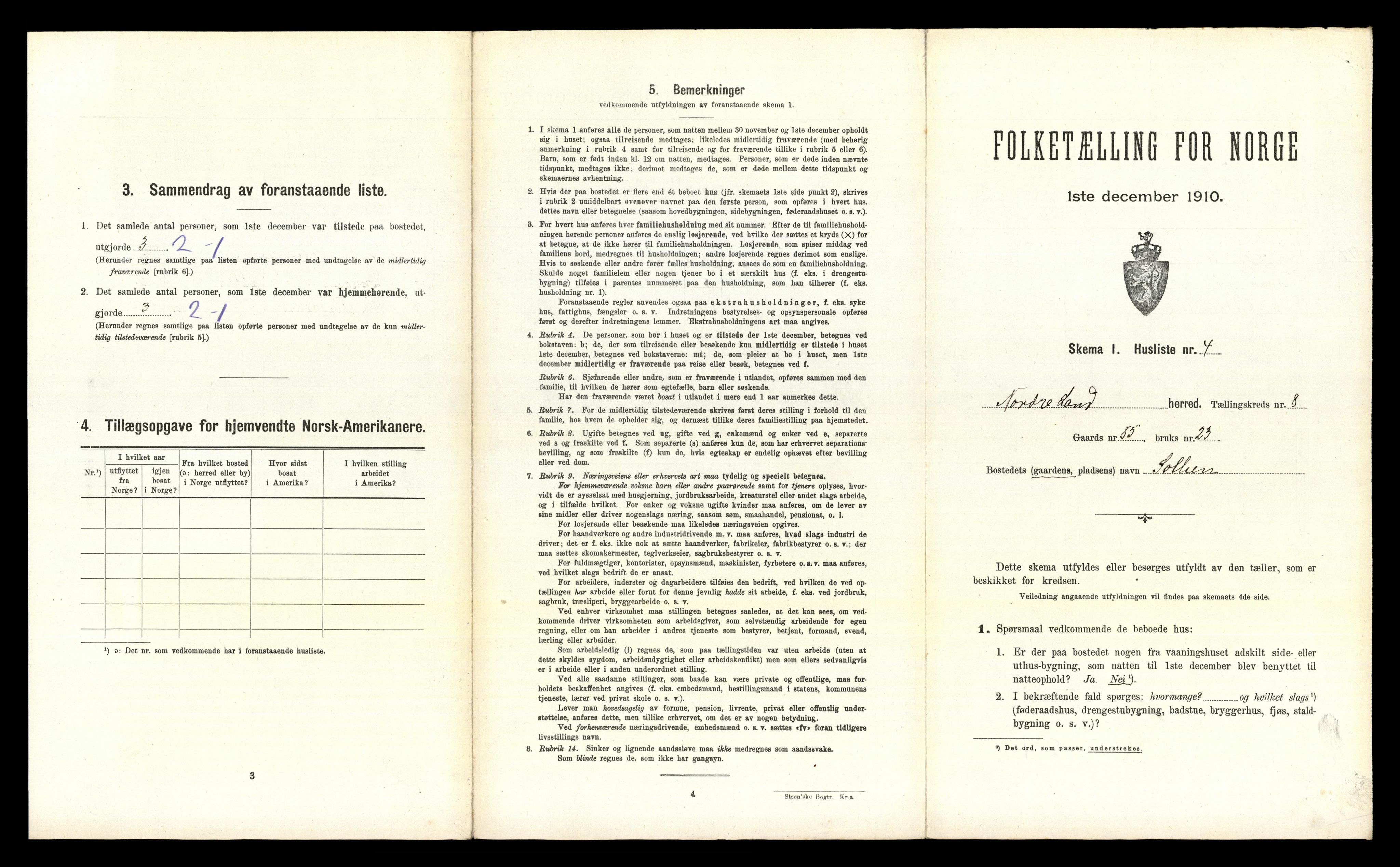 RA, 1910 census for Nordre Land, 1910, p. 703