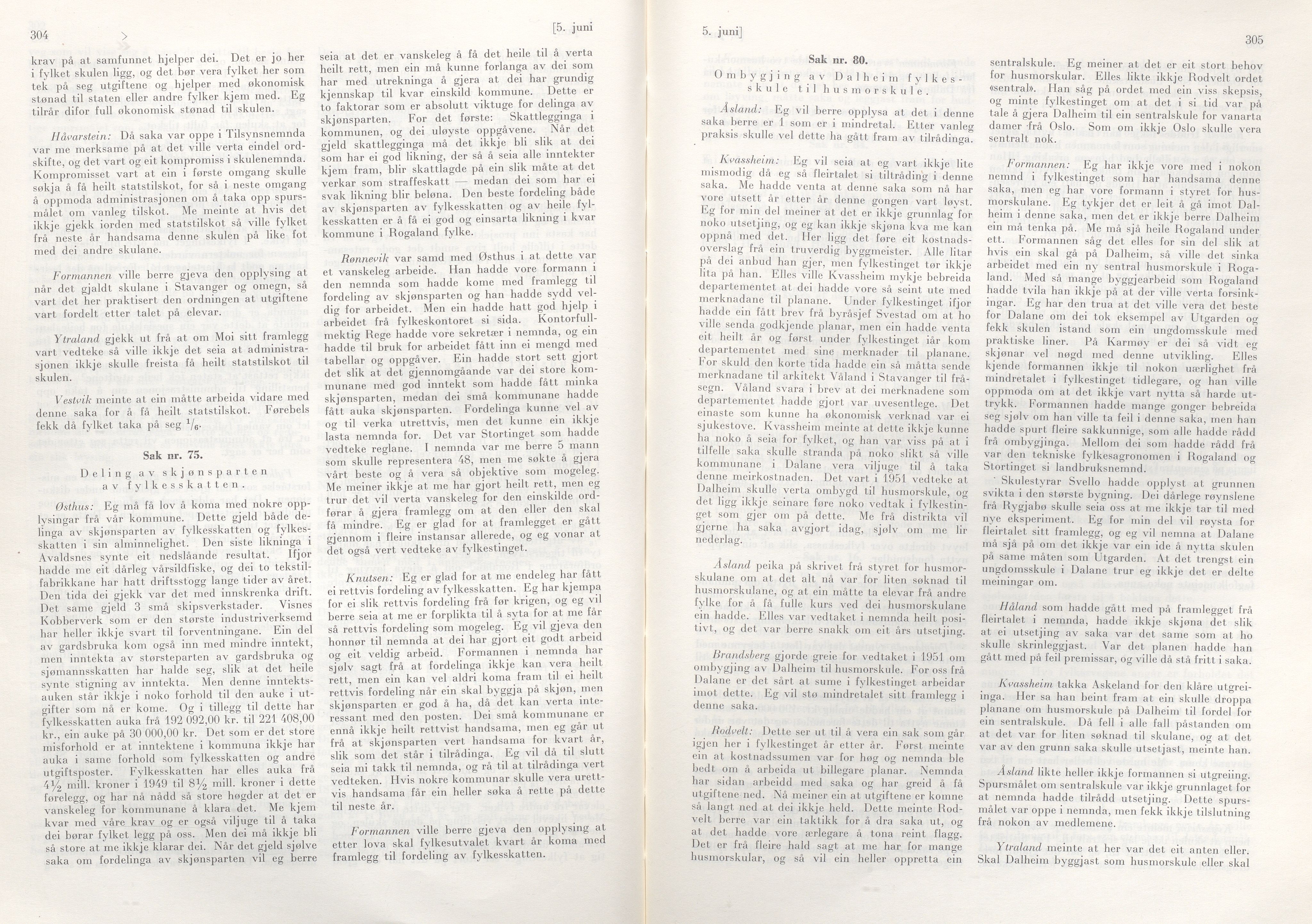 Rogaland fylkeskommune - Fylkesrådmannen , IKAR/A-900/A/Aa/Aaa/L0072: Møtebok , 1953, p. 304-305