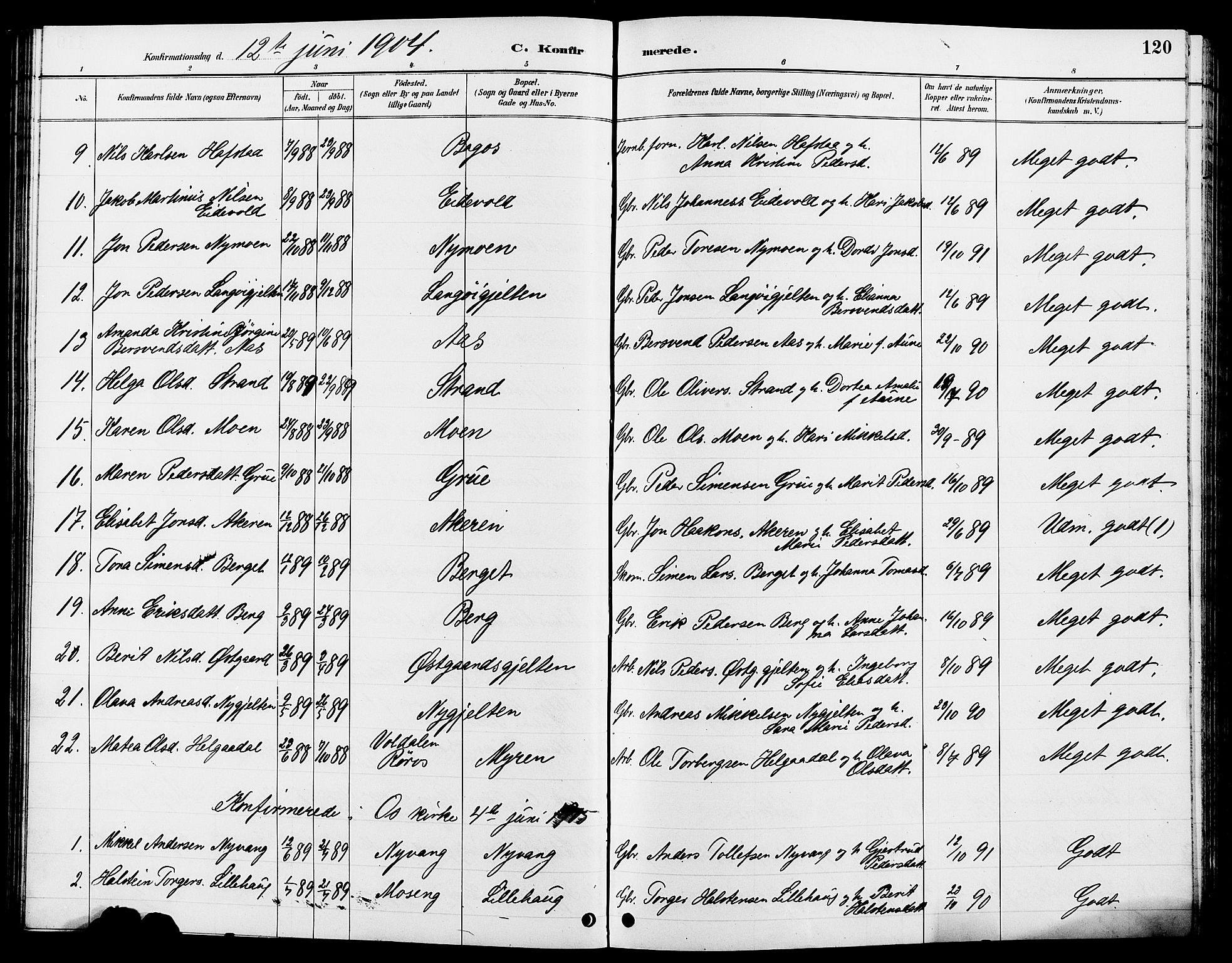 Tolga prestekontor, AV/SAH-PREST-062/L/L0008: Parish register (copy) no. 8, 1887-1912, p. 120