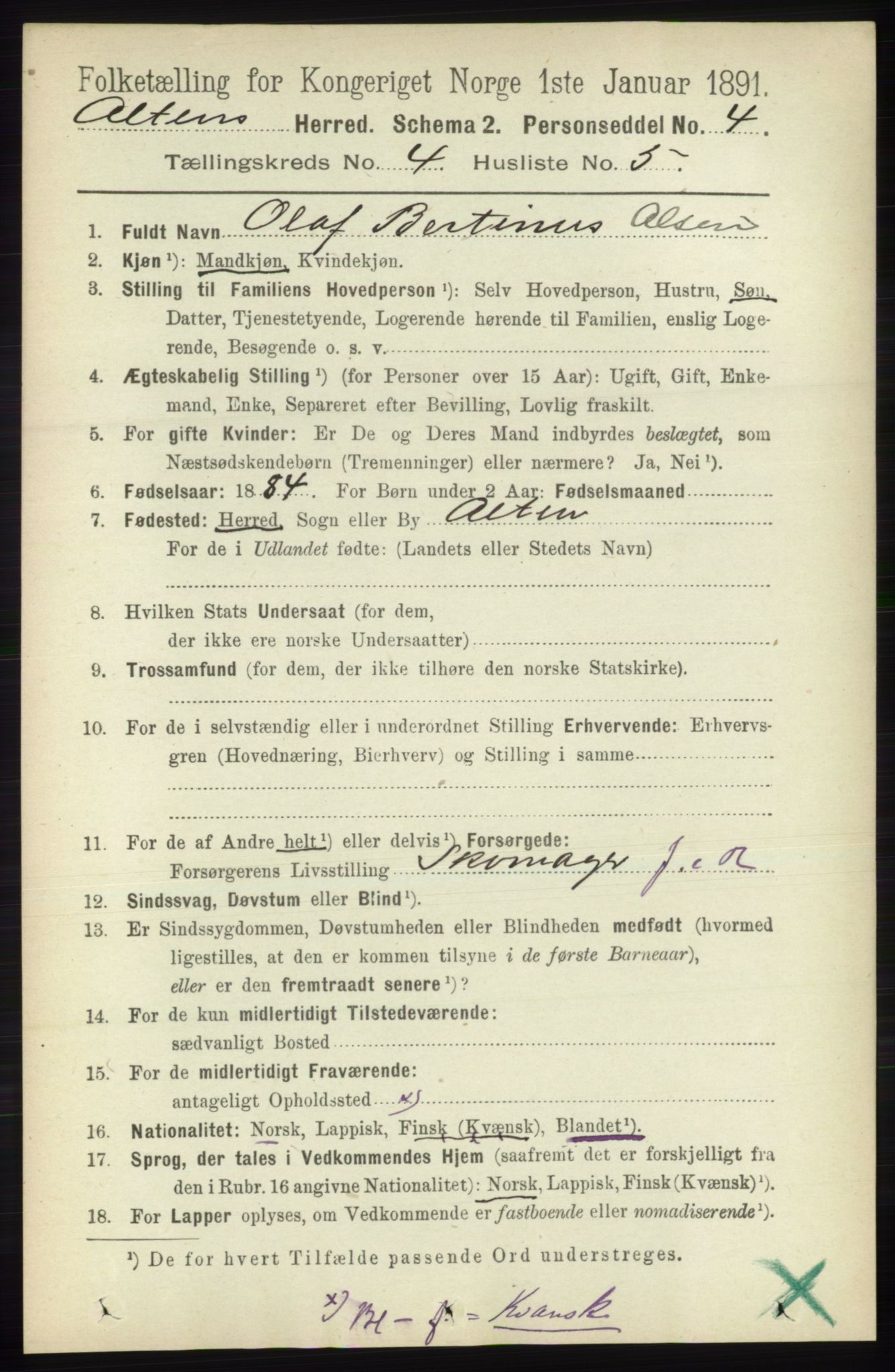 RA, 1891 census for 2012 Alta, 1891, p. 1384