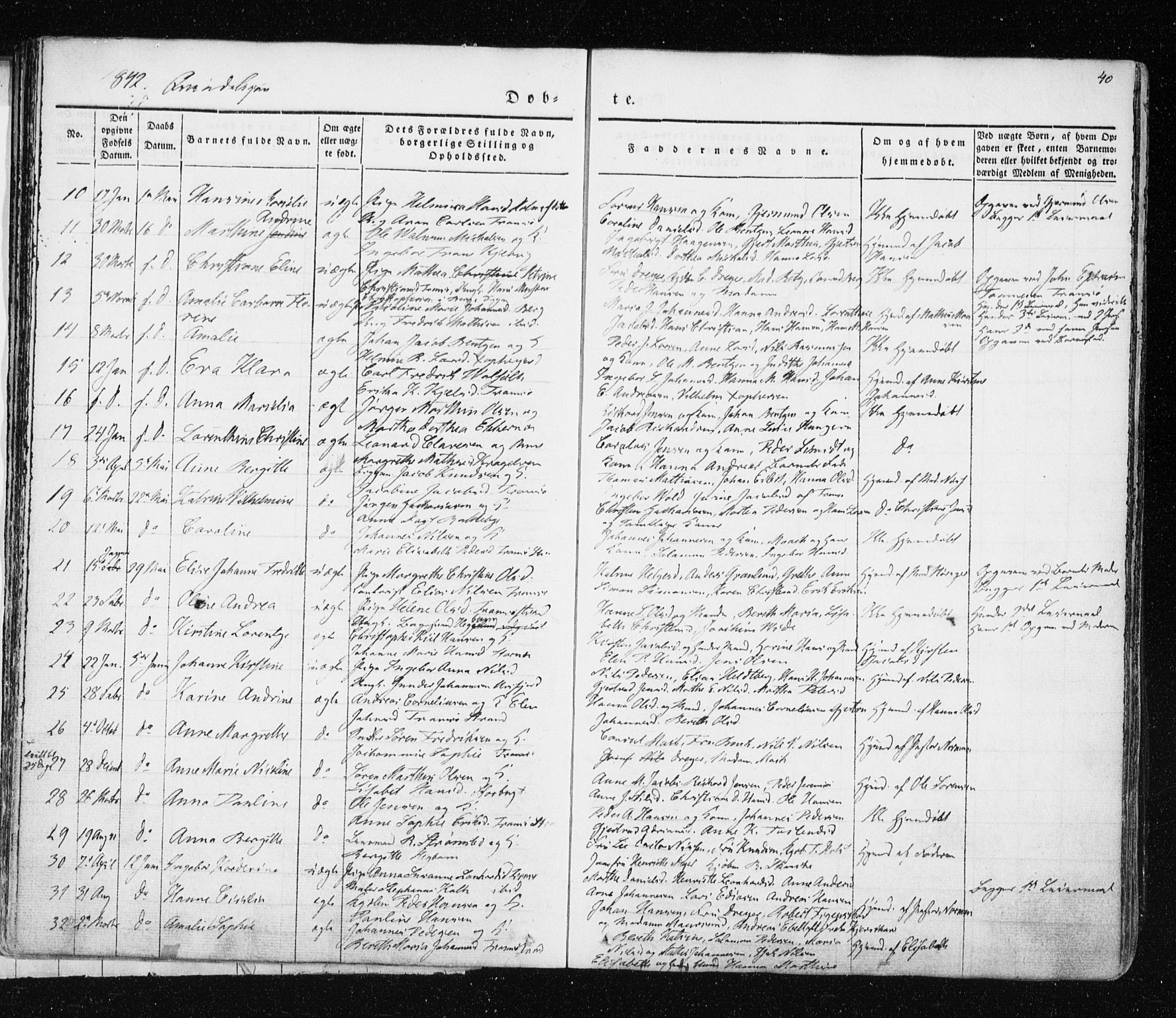Tromsø sokneprestkontor/stiftsprosti/domprosti, SATØ/S-1343/G/Ga/L0009kirke: Parish register (official) no. 9, 1837-1847, p. 40