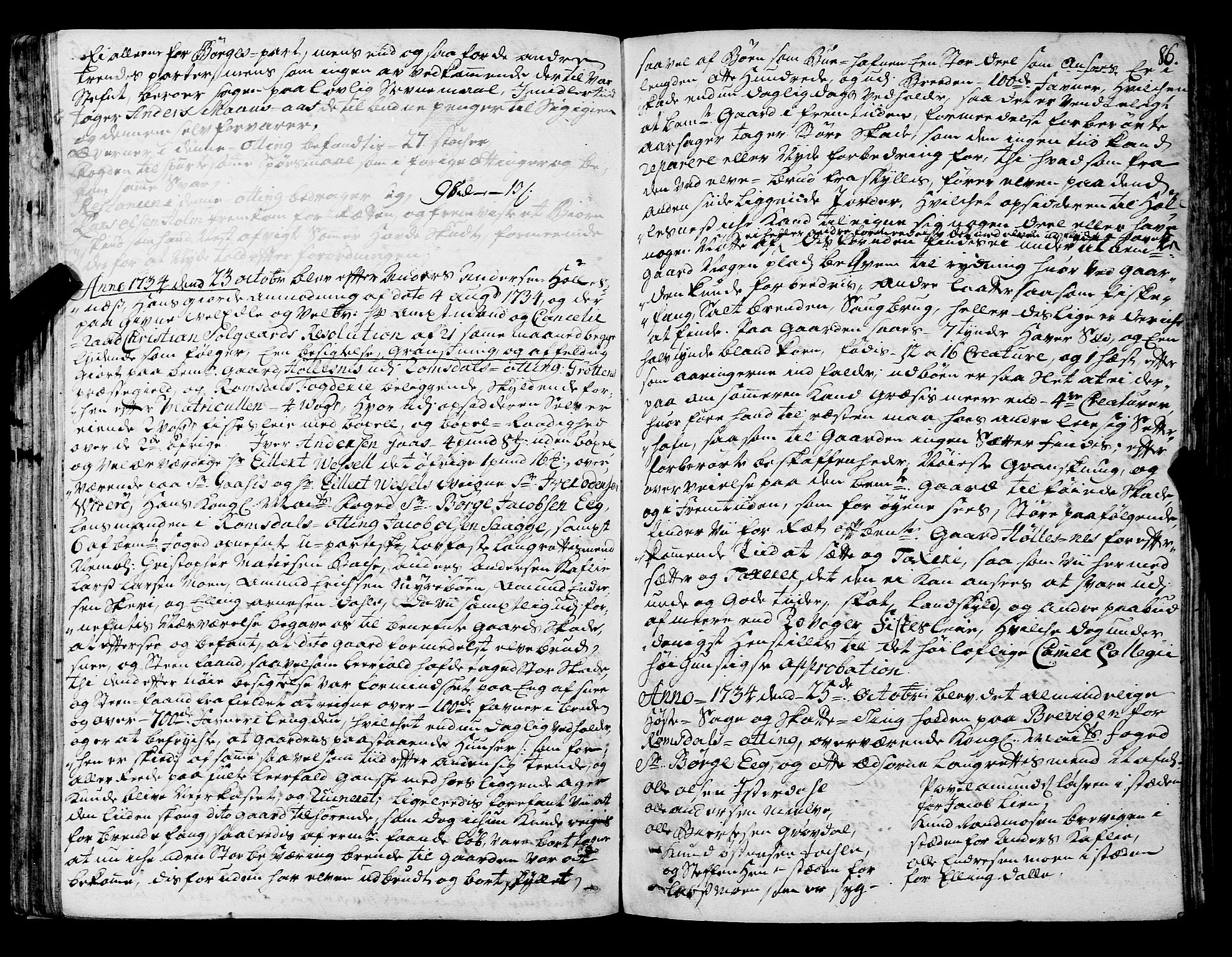 Romsdal sorenskriveri, SAT/A-4149/1/1/1A/L0011: Tingbok, 1732-1740, p. 85b-86a