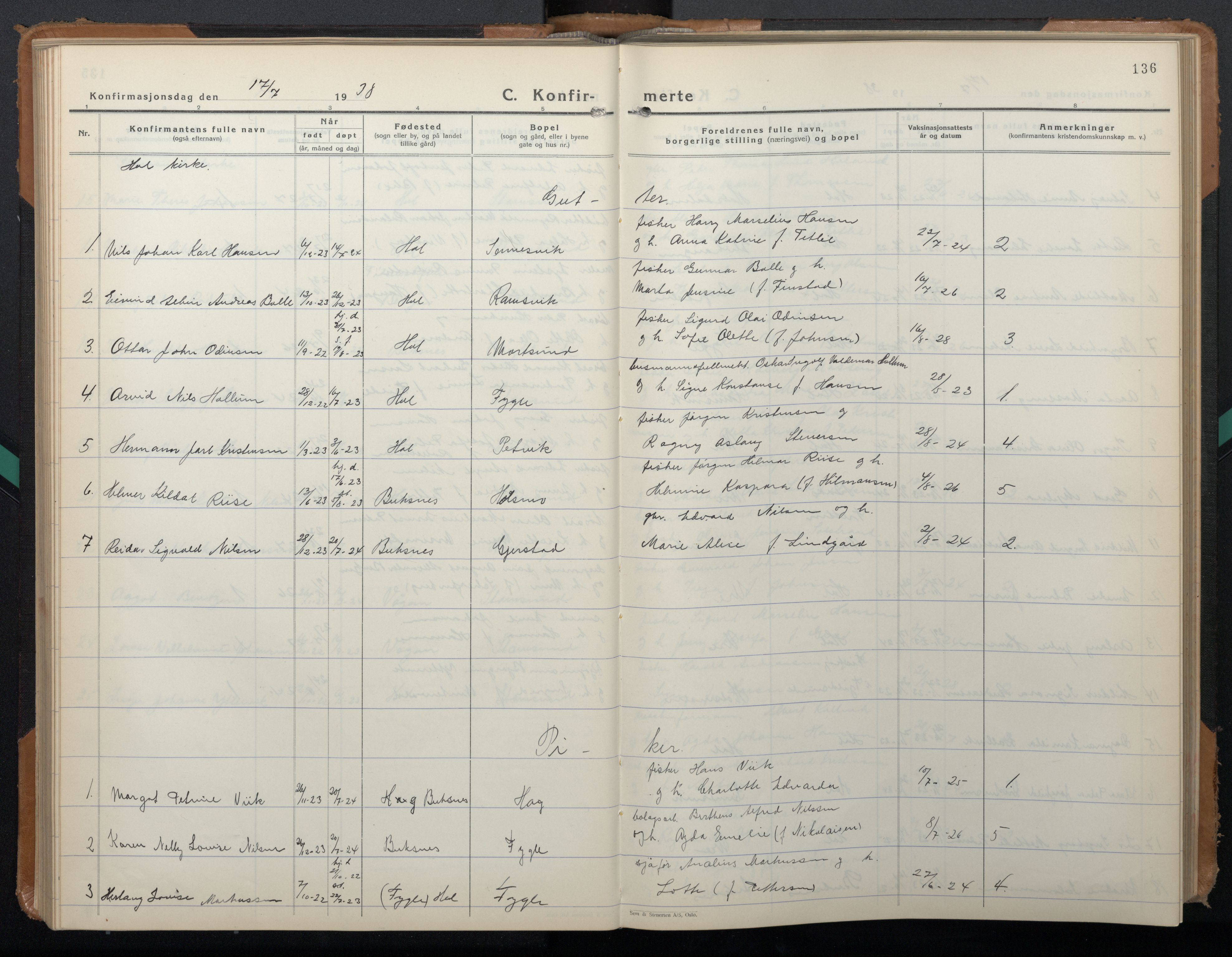 Ministerialprotokoller, klokkerbøker og fødselsregistre - Nordland, AV/SAT-A-1459/882/L1184: Parish register (copy) no. 882C02, 1932-1951, p. 136