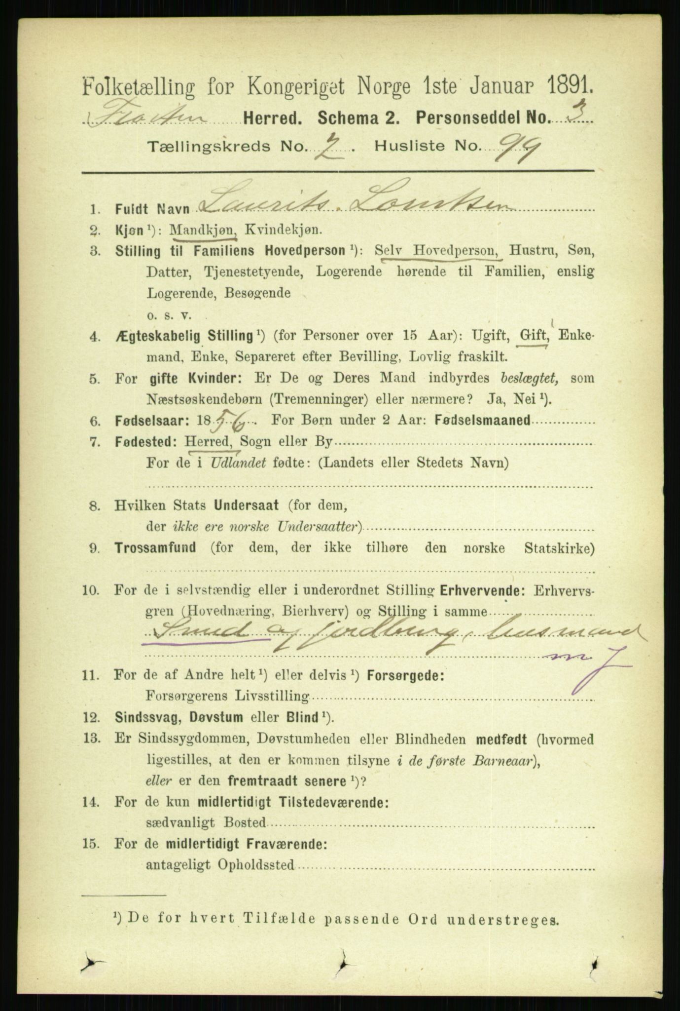 RA, 1891 census for 1717 Frosta, 1891, p. 1684