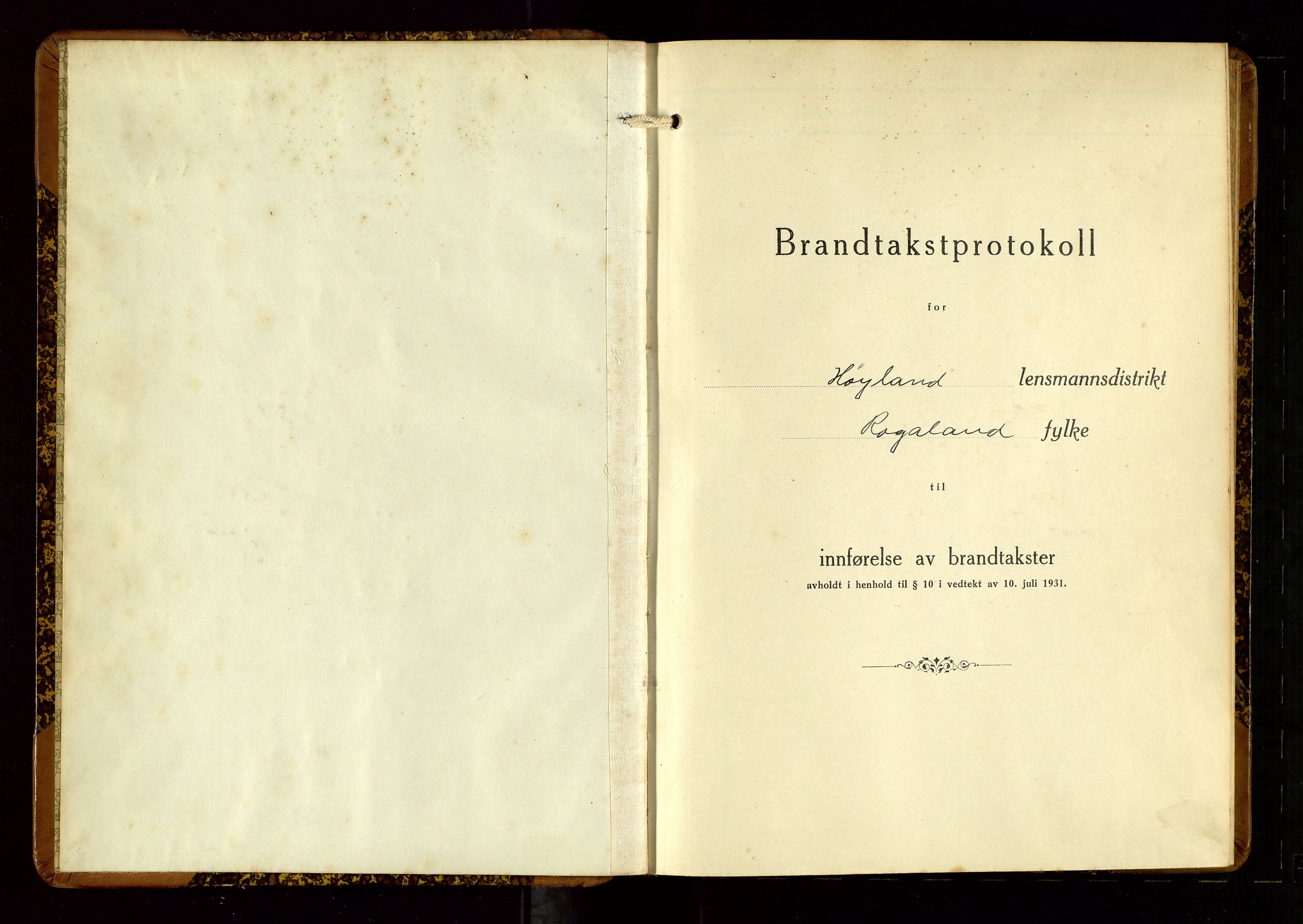 Høyland/Sandnes lensmannskontor, SAST/A-100166/Gob/L0007: "Brandtakstprotokoll", 1938-1940