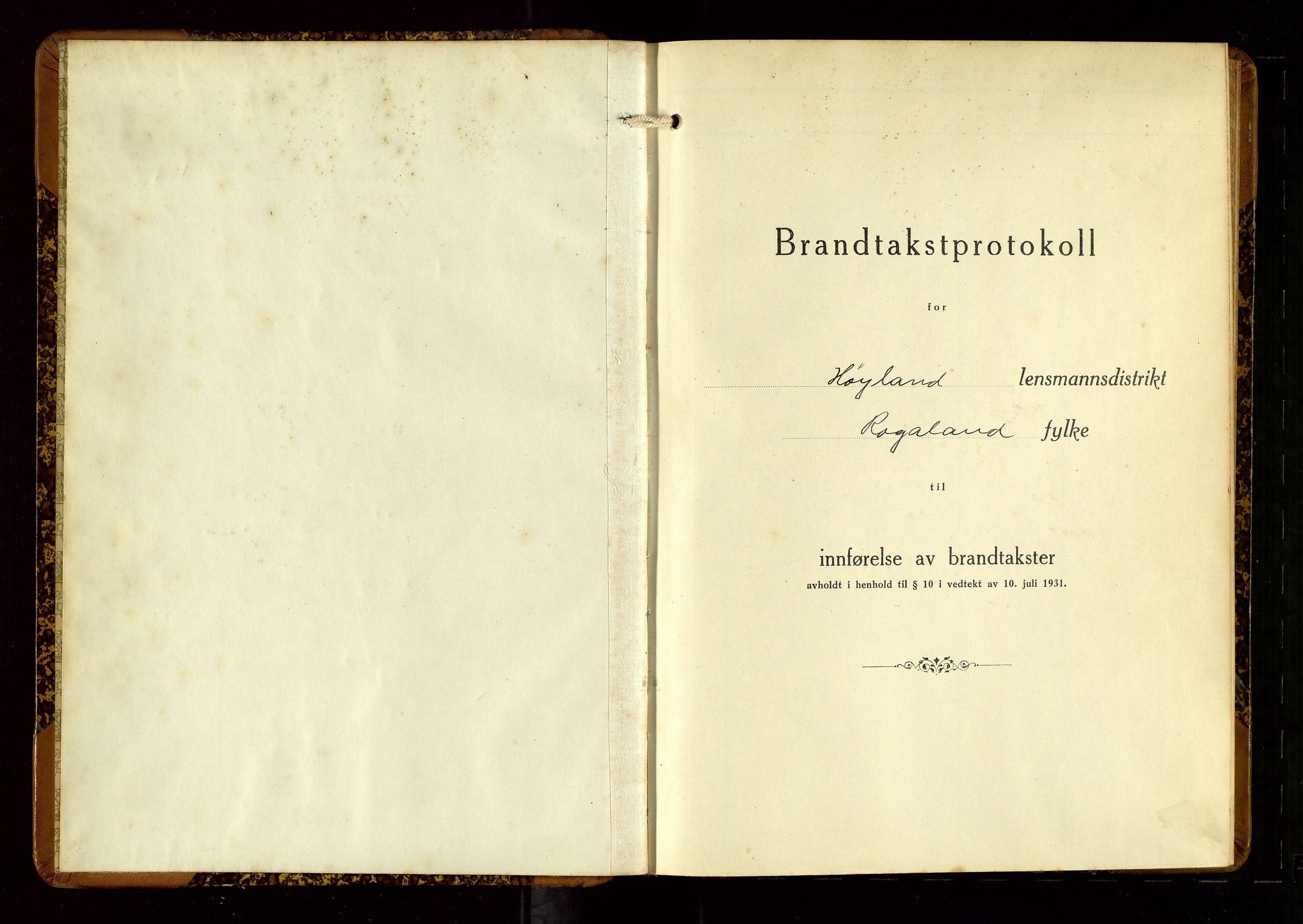 Høyland/Sandnes lensmannskontor, AV/SAST-A-100166/Gob/L0007: "Brandtakstprotokoll", 1938-1940