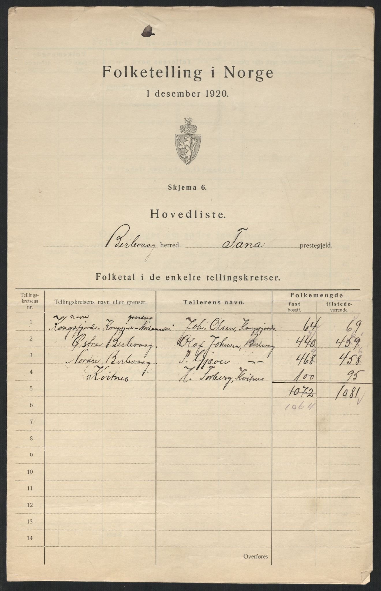 SATØ, 1920 census for Berlevåg, 1920, p. 4