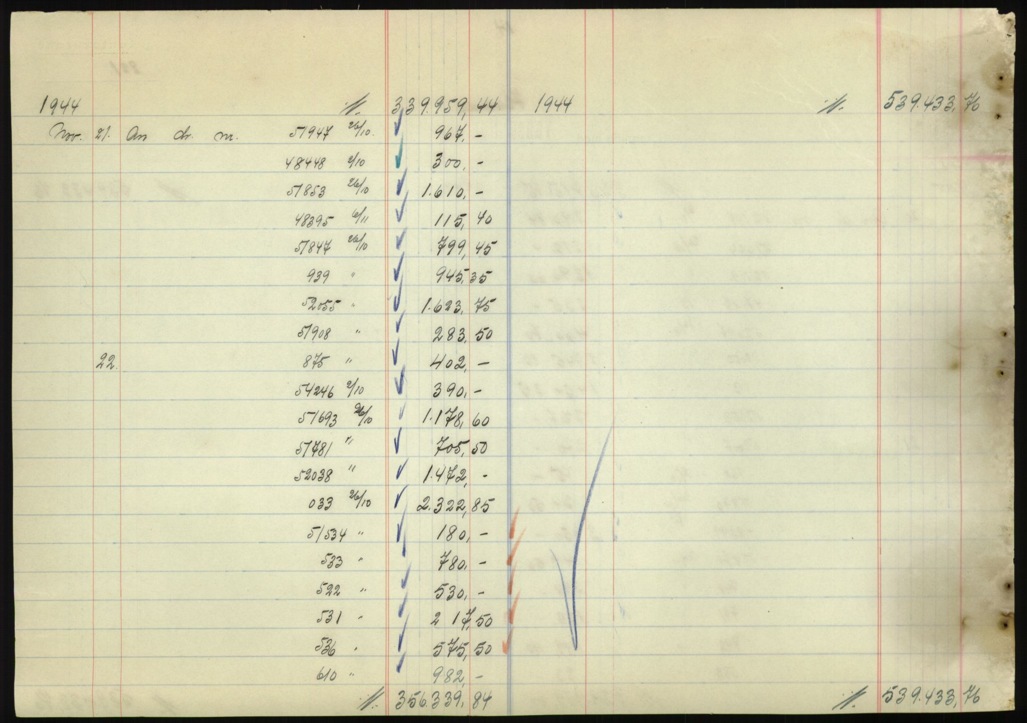 Forsvarsdepartementet, 10. kontor / Oppgjørskontoret, AV/RA-RAFA-1225/D/Db/L0180: Lista oppgjørskontor, 1942-1952, p. 2134